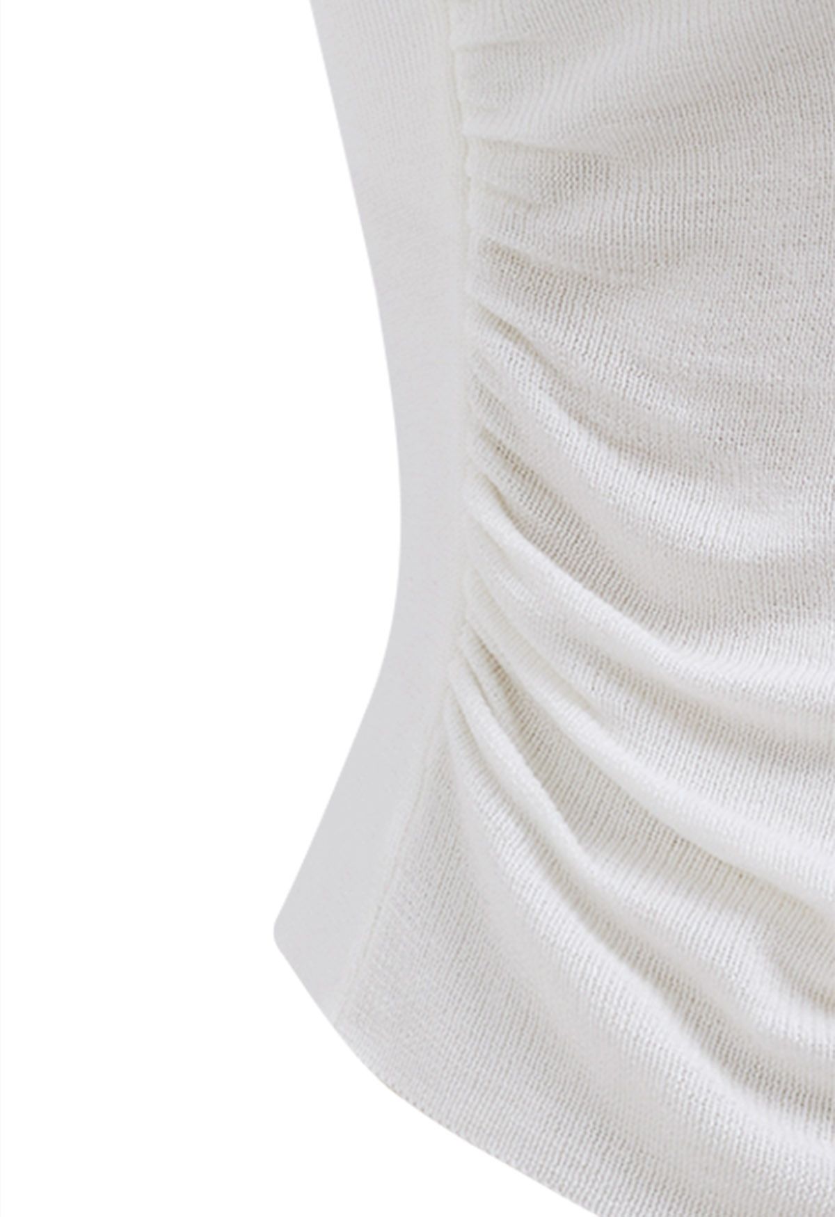 Haut caraco polyvalent en tricot froncé en blanc