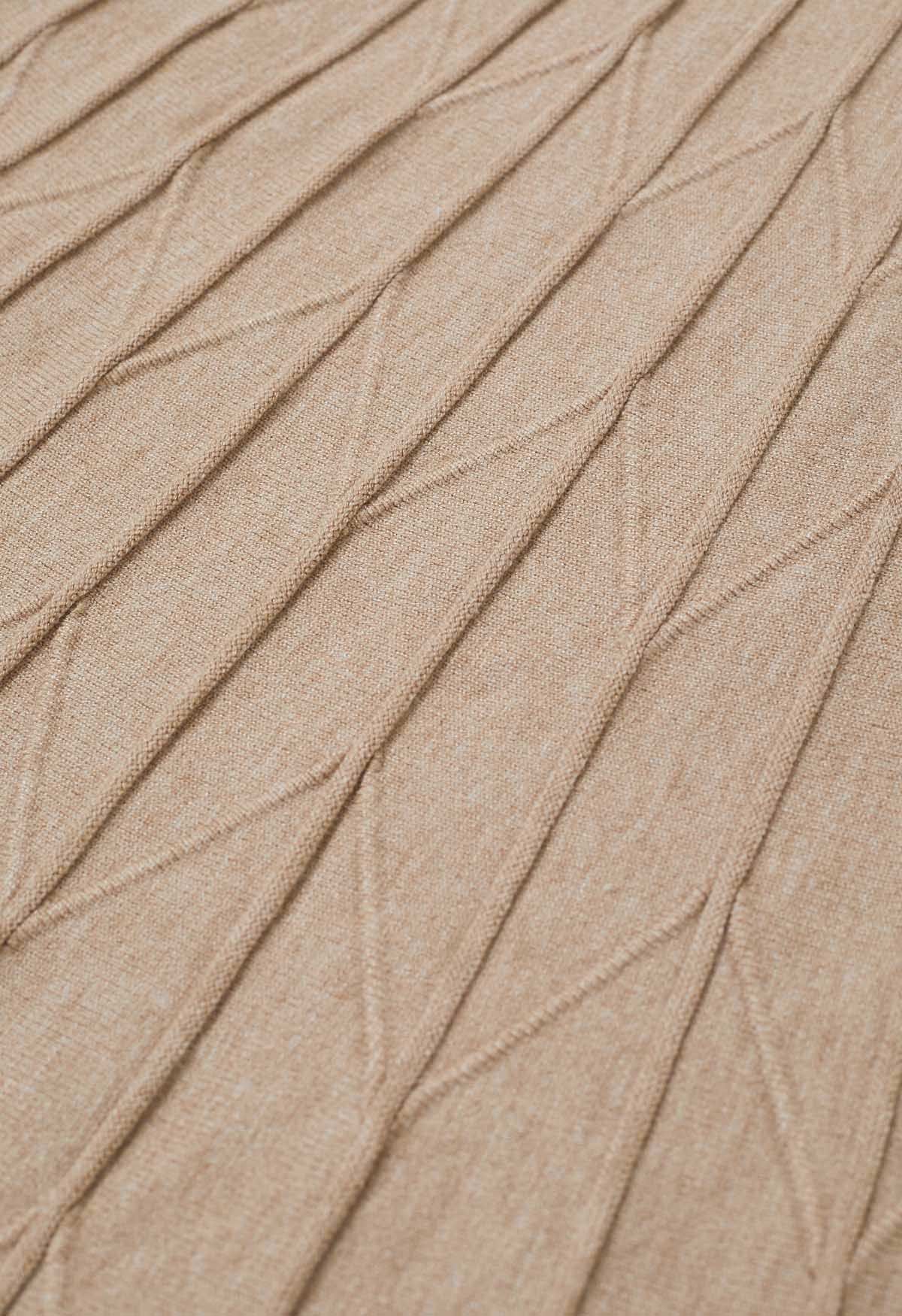 Jupe en tricot plissée zigzag en sable