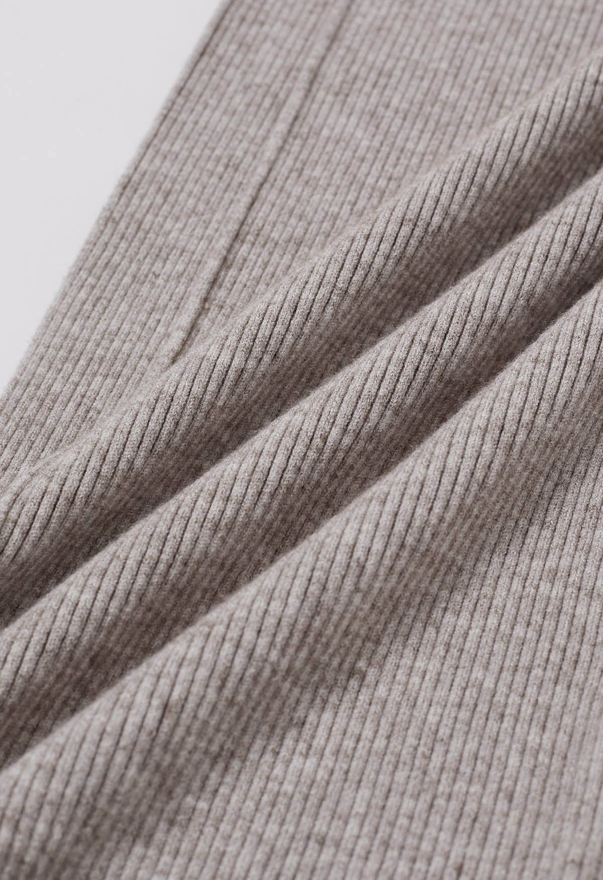 Pantalon en tricot à fente latérale avec cordon de serrage à la taille, taupe