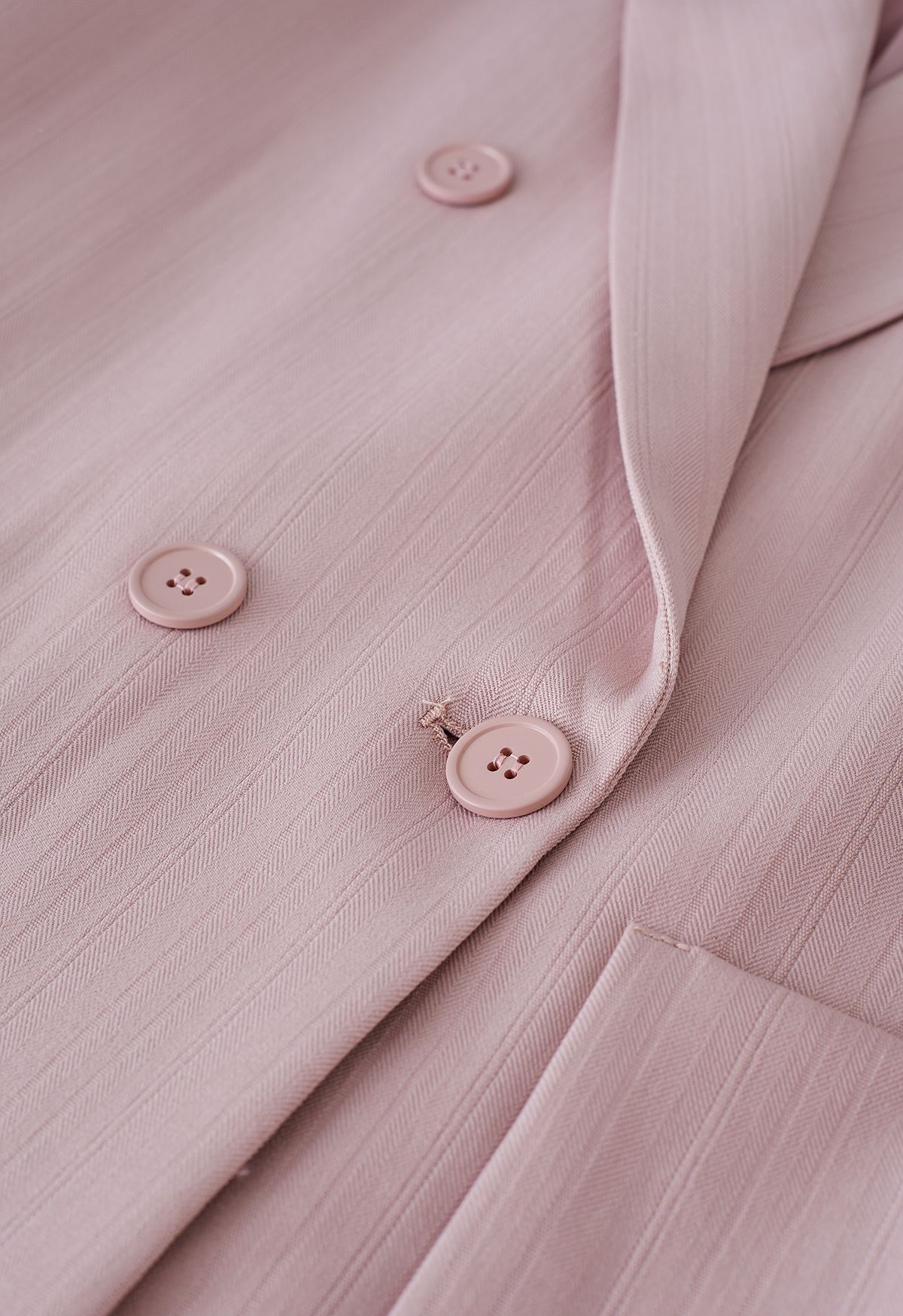 Blazer à double boutonnage texturé de couleur unie en rose