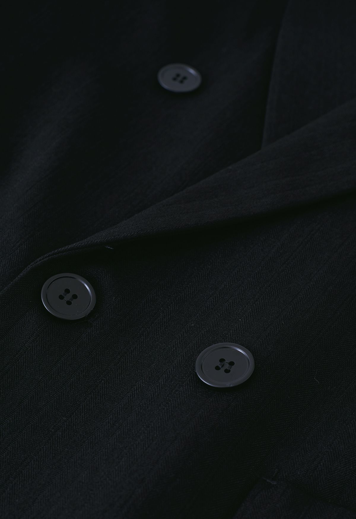 Blazer à double boutonnage texturé de couleur unie en noir