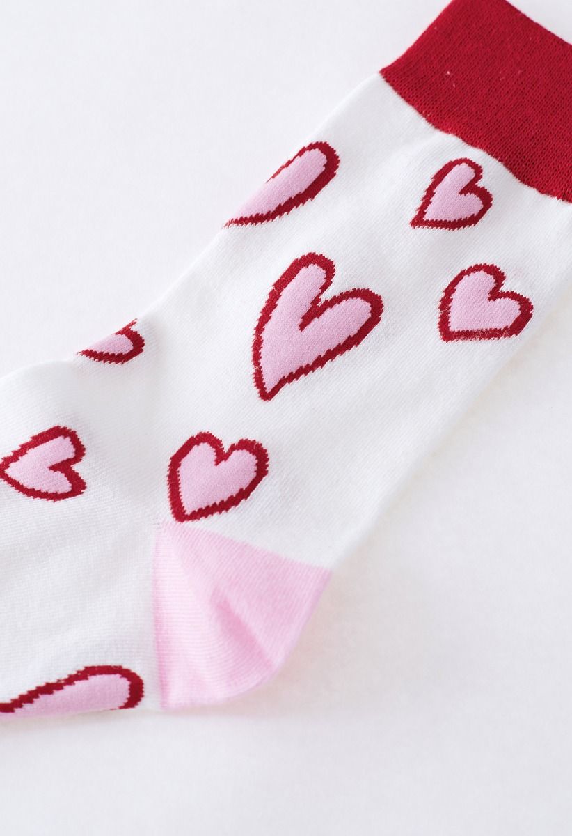 Chaussettes mi-mollet confortables Pinky Heart