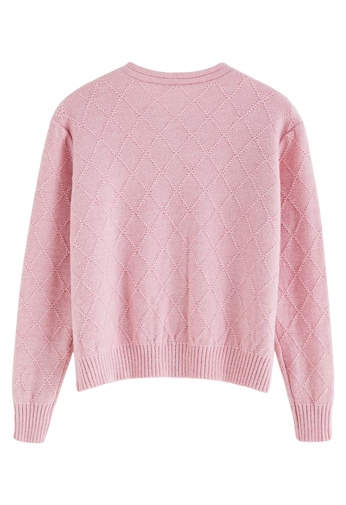 Diamante Studded Pink Knit Cardigan