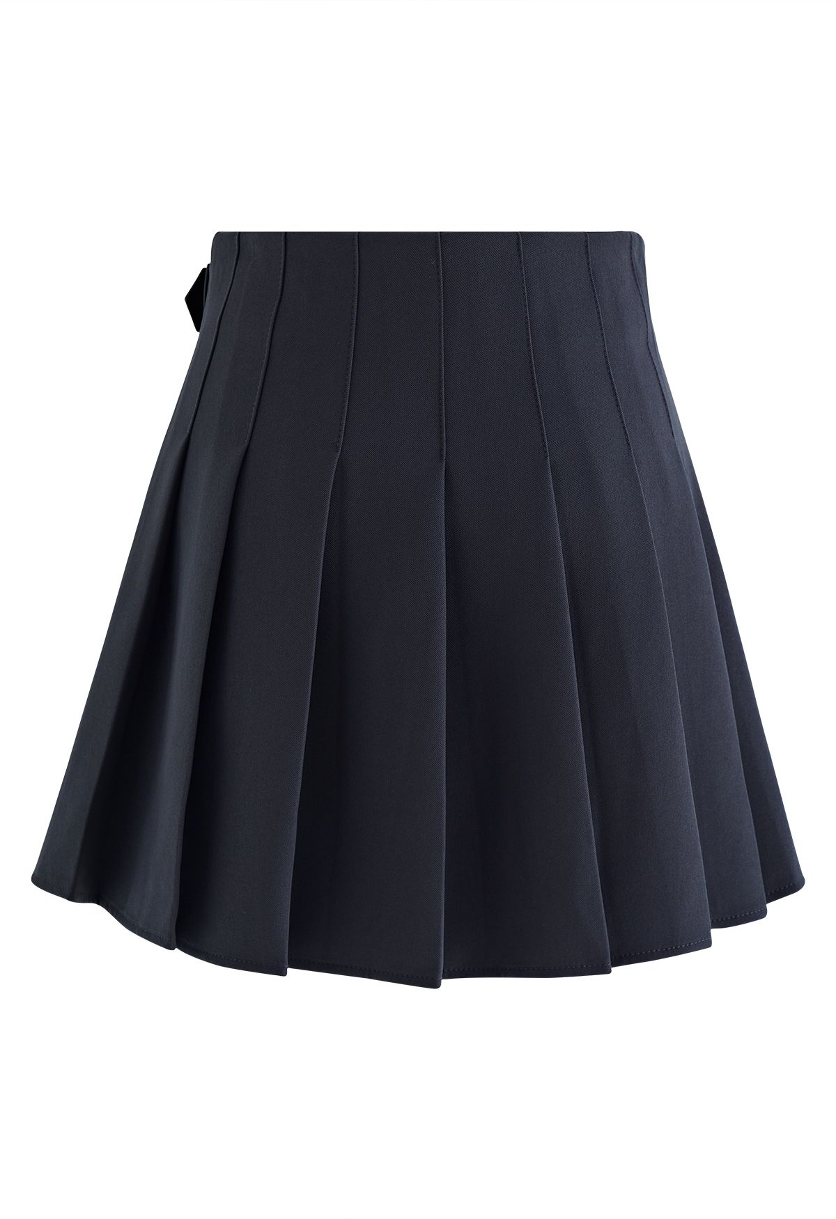 Belted Pleated Flare Mini Skirt in Smoke