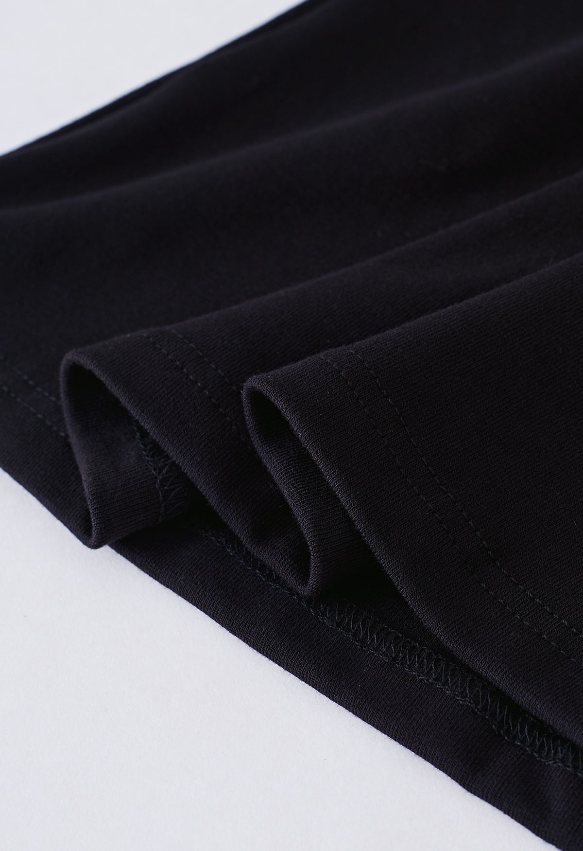 Seam Detail Soft Cotton Top in Black