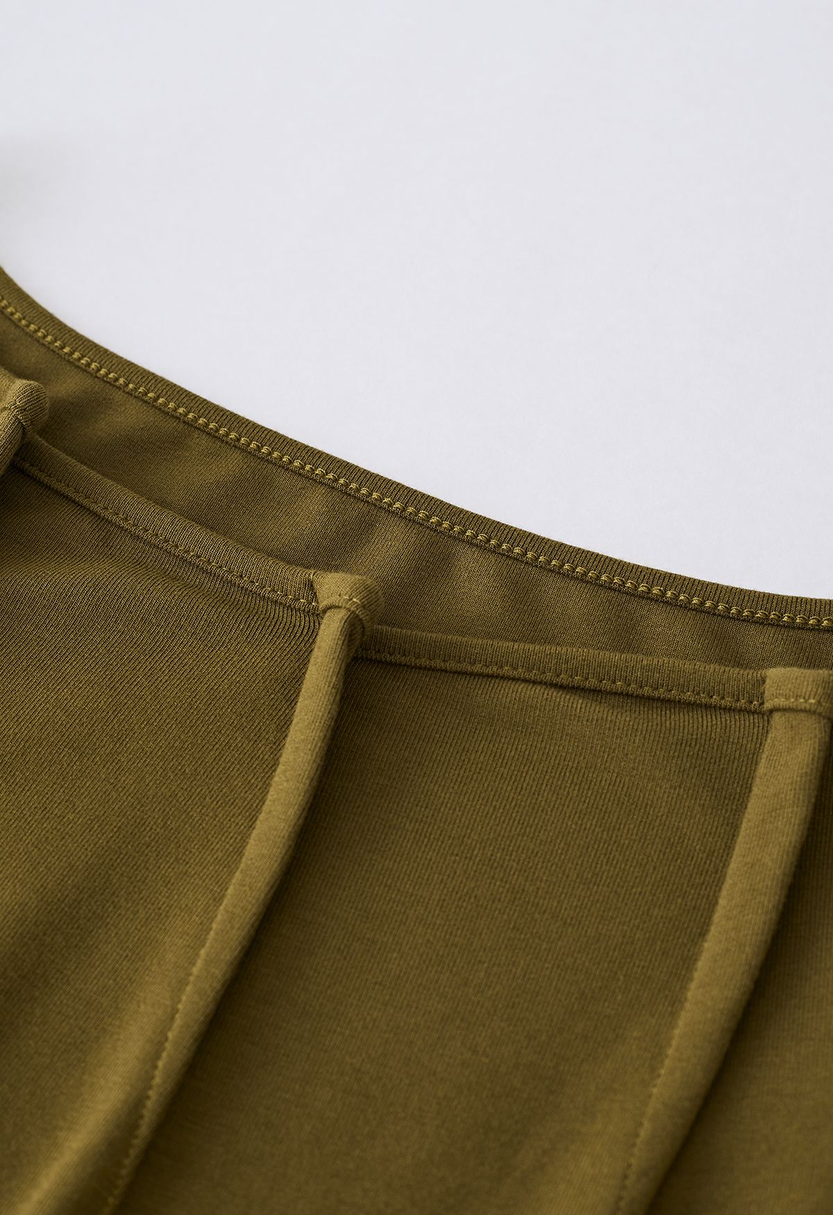 Seam Detail Soft Cotton Top in Moss Green