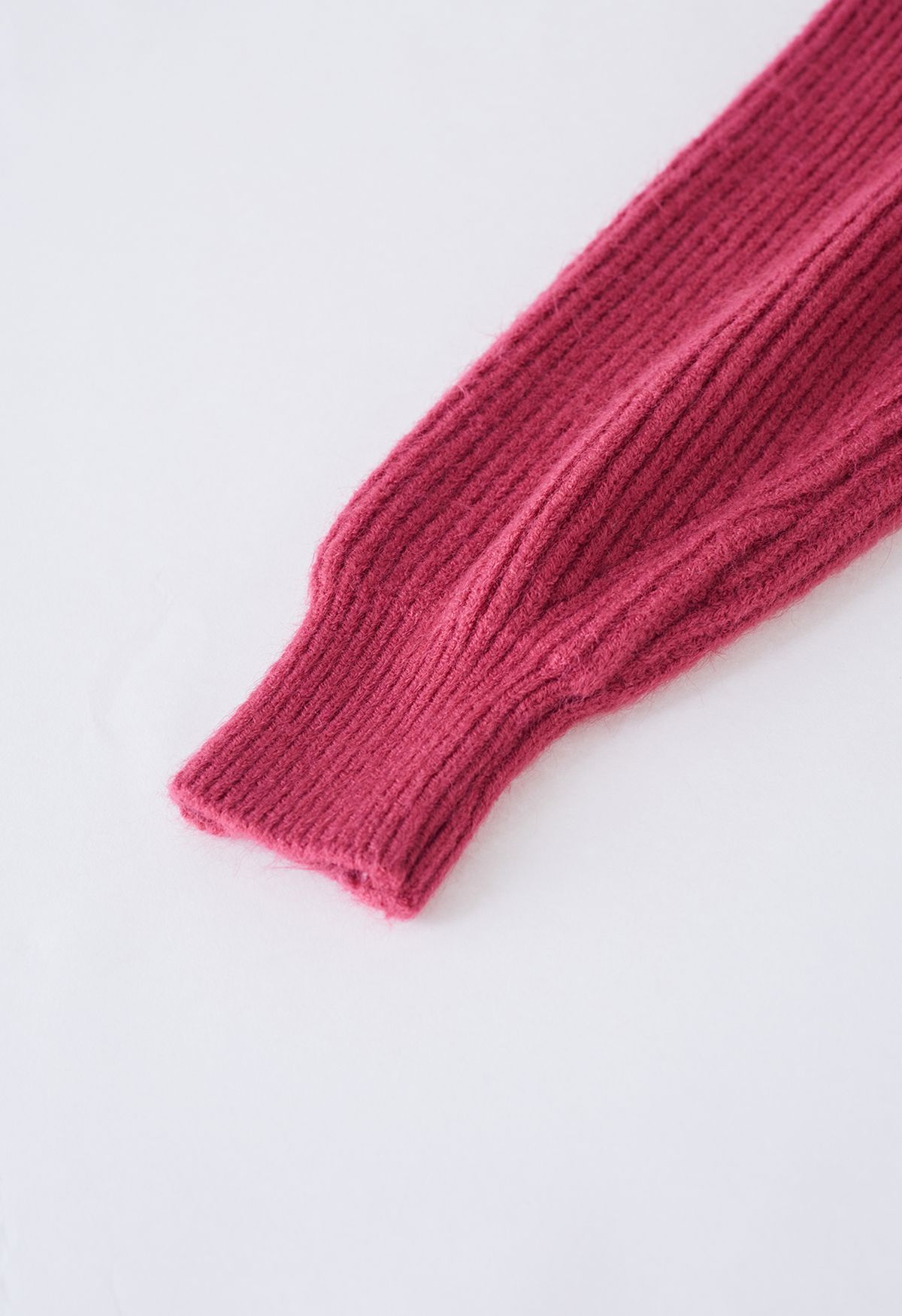 Solid Color Rib Knit Sweater in Berry