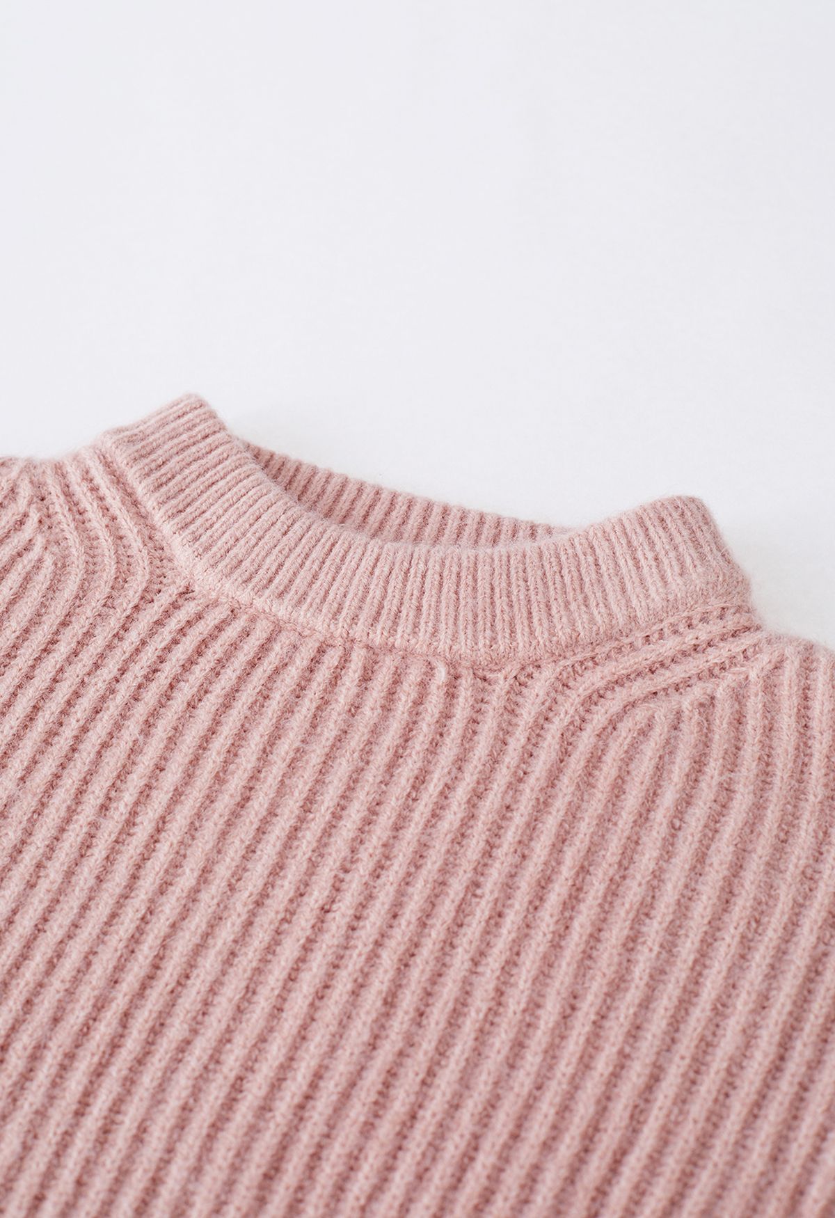 Solid Color Rib Knit Sweater in Dusty Pink