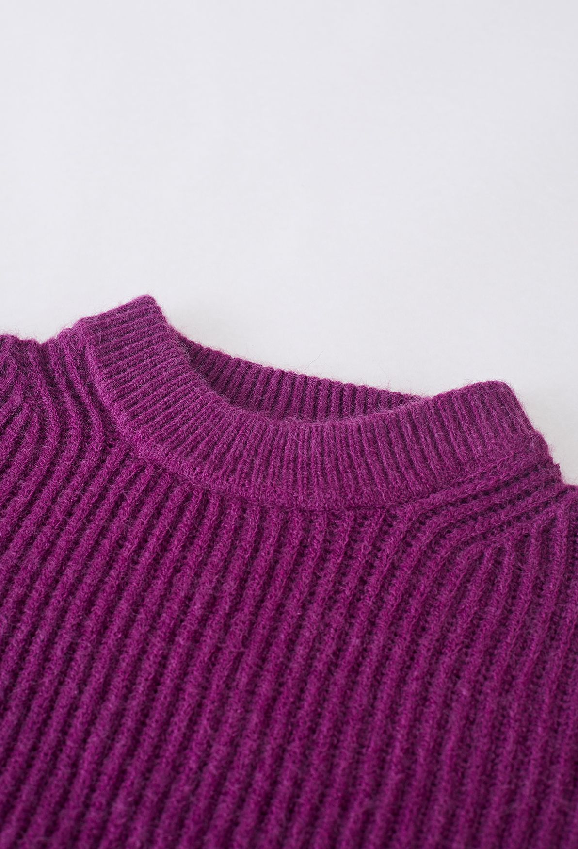 Pull en tricot côtelé de couleur unie en violet