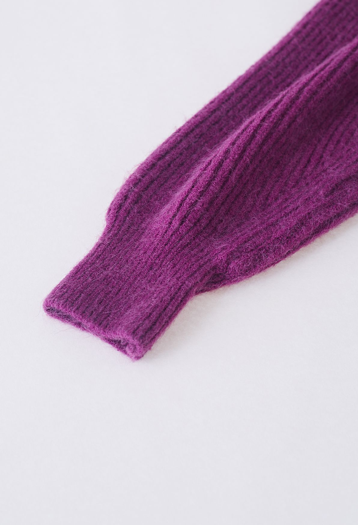 Pull en tricot côtelé de couleur unie en violet