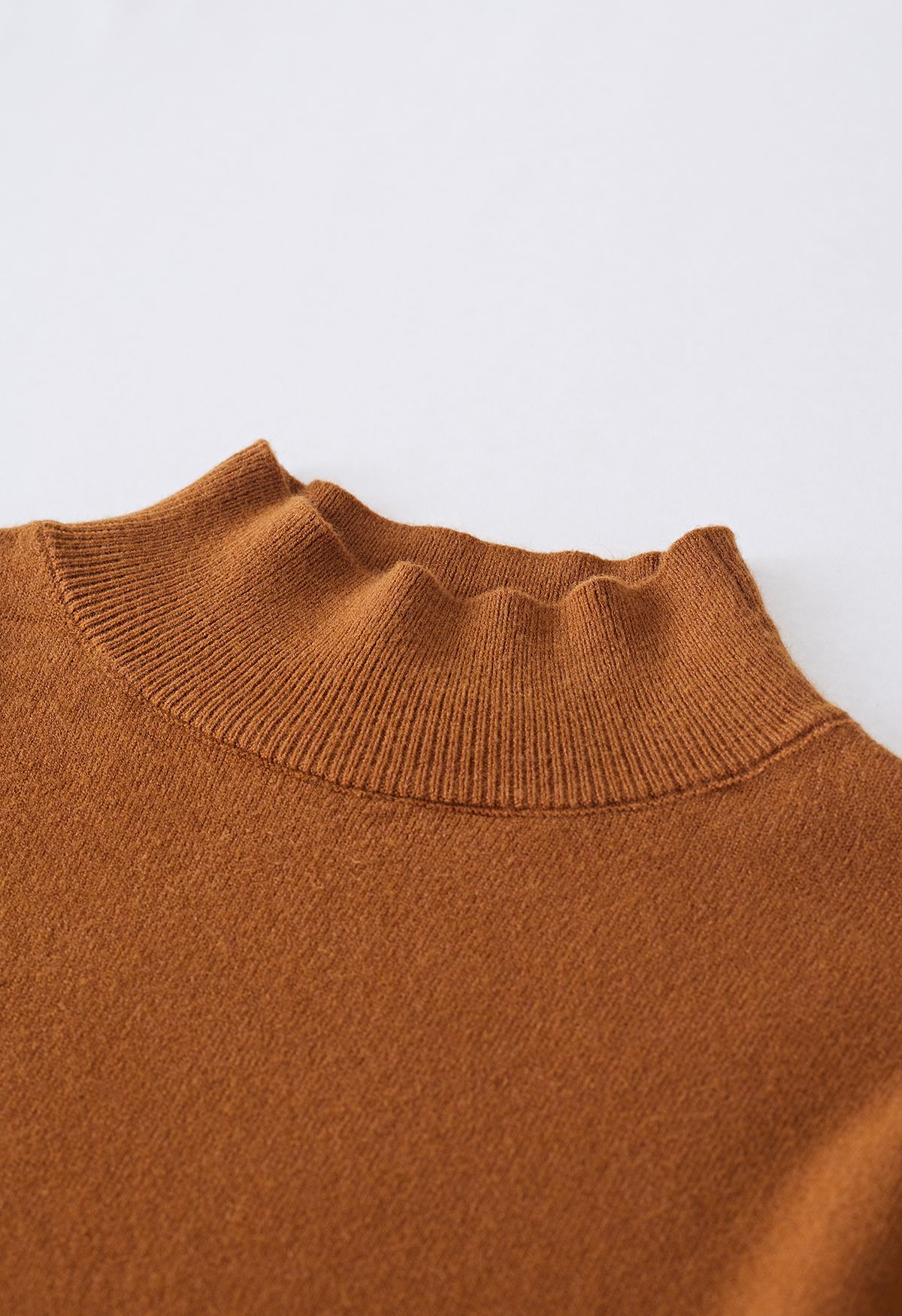 Simple Mock Neck Knit Top in Pumpkin