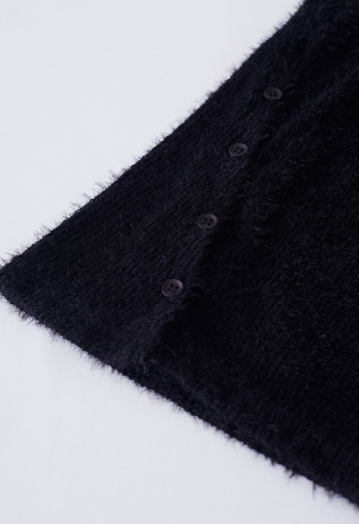 Fuzzy Mock Neck Knit Top in Black