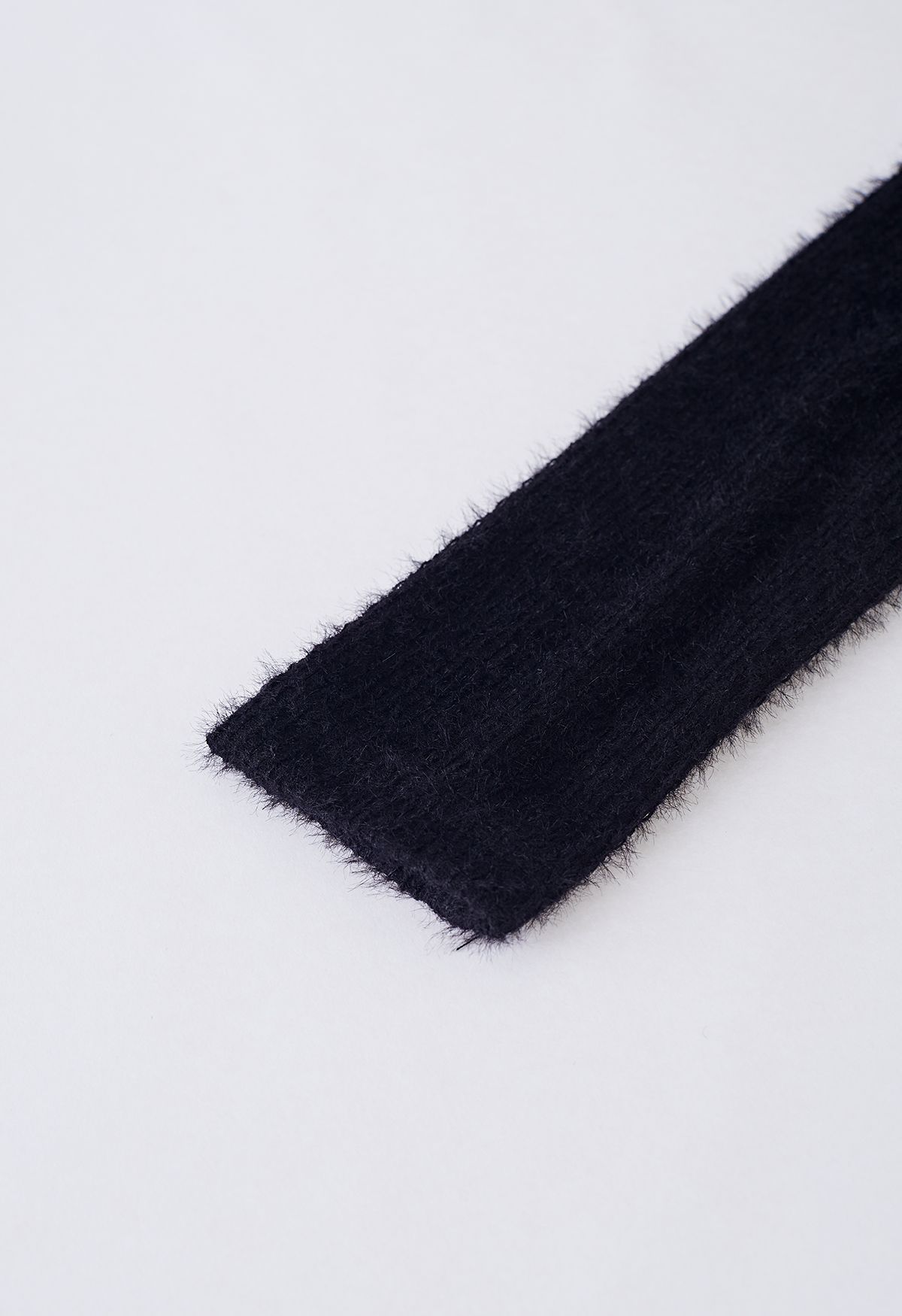Fuzzy Mock Neck Knit Top in Black