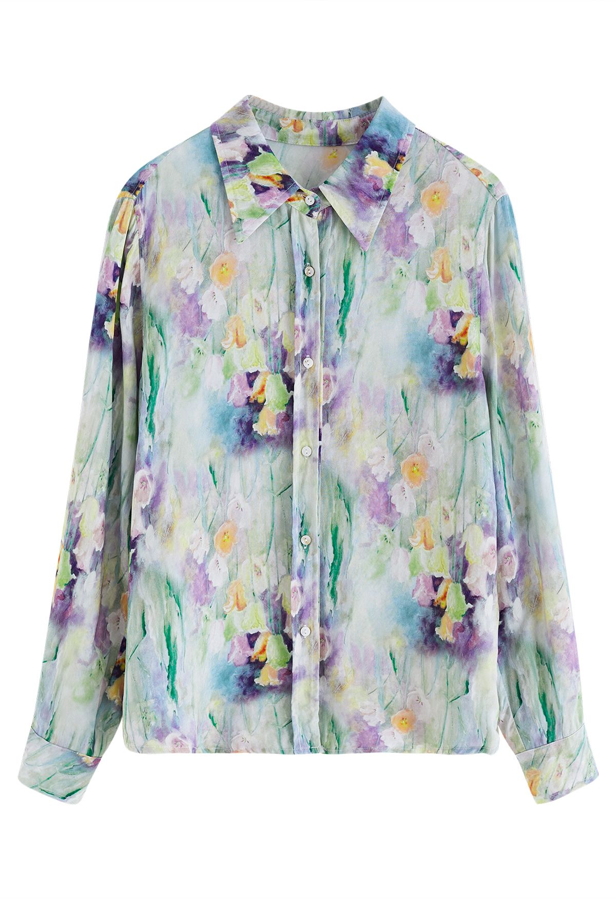 Chemise boutonnée peinture à l'huile florale