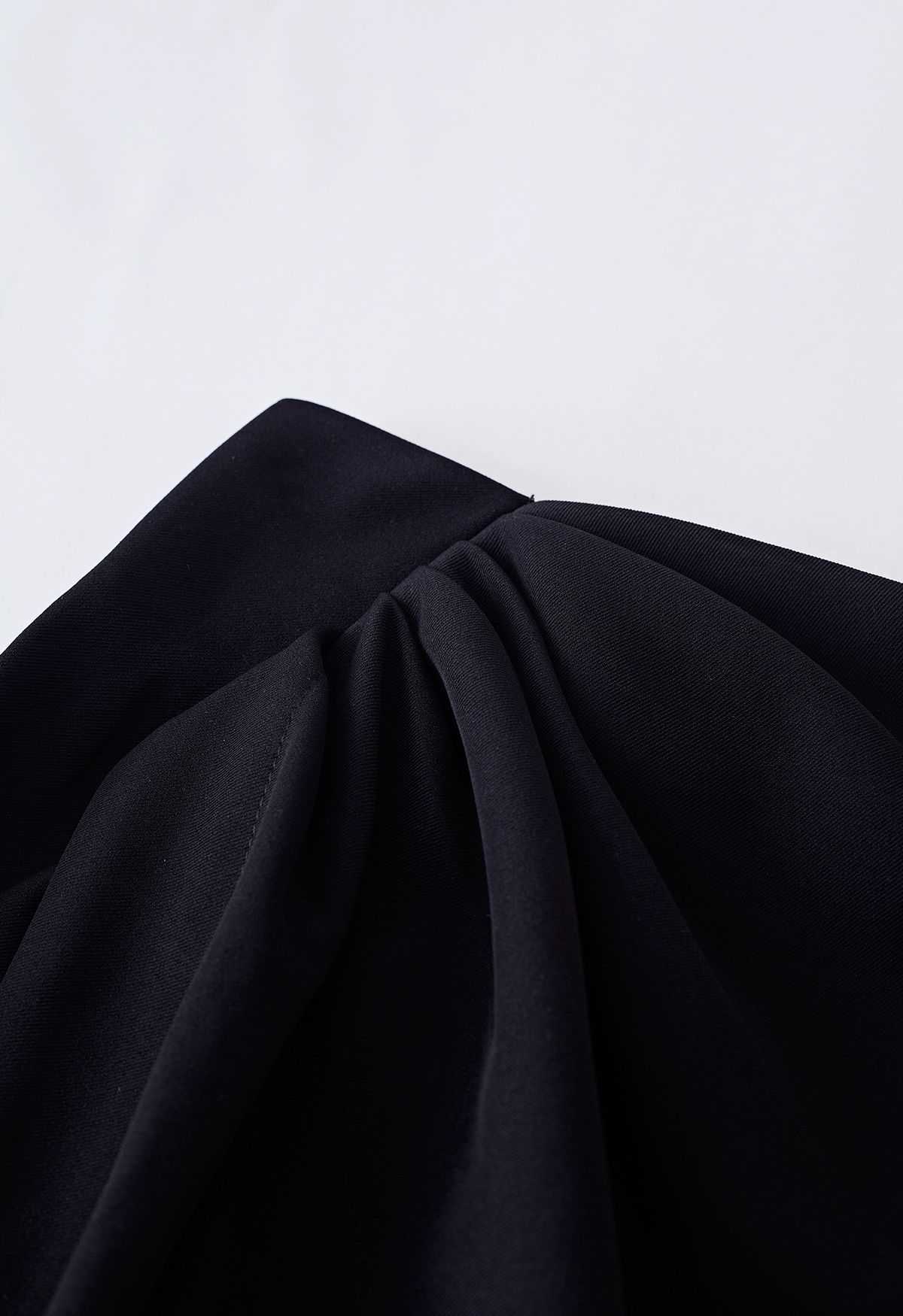 Oblique Tulip Hem Midi Skirt in Black