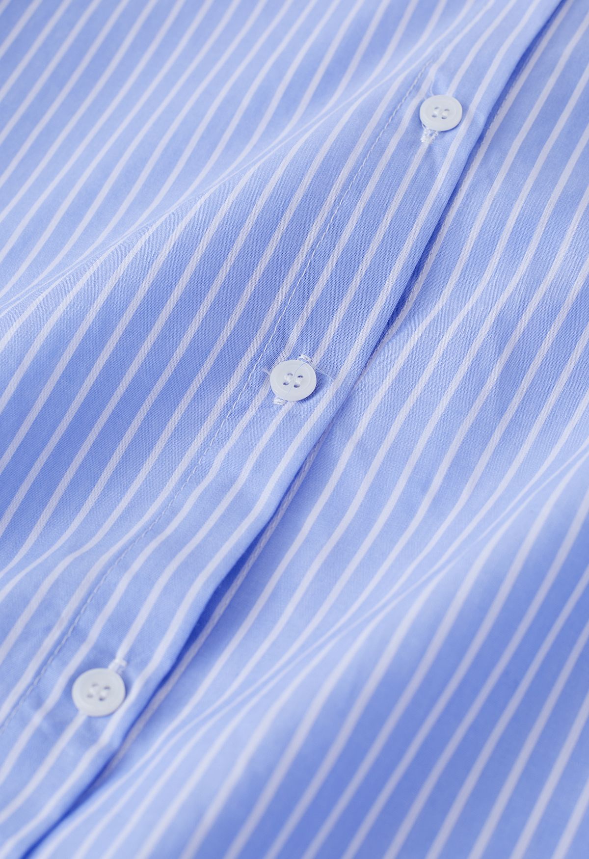 Ruffle Doll Collar Striped Shirt in Blue
