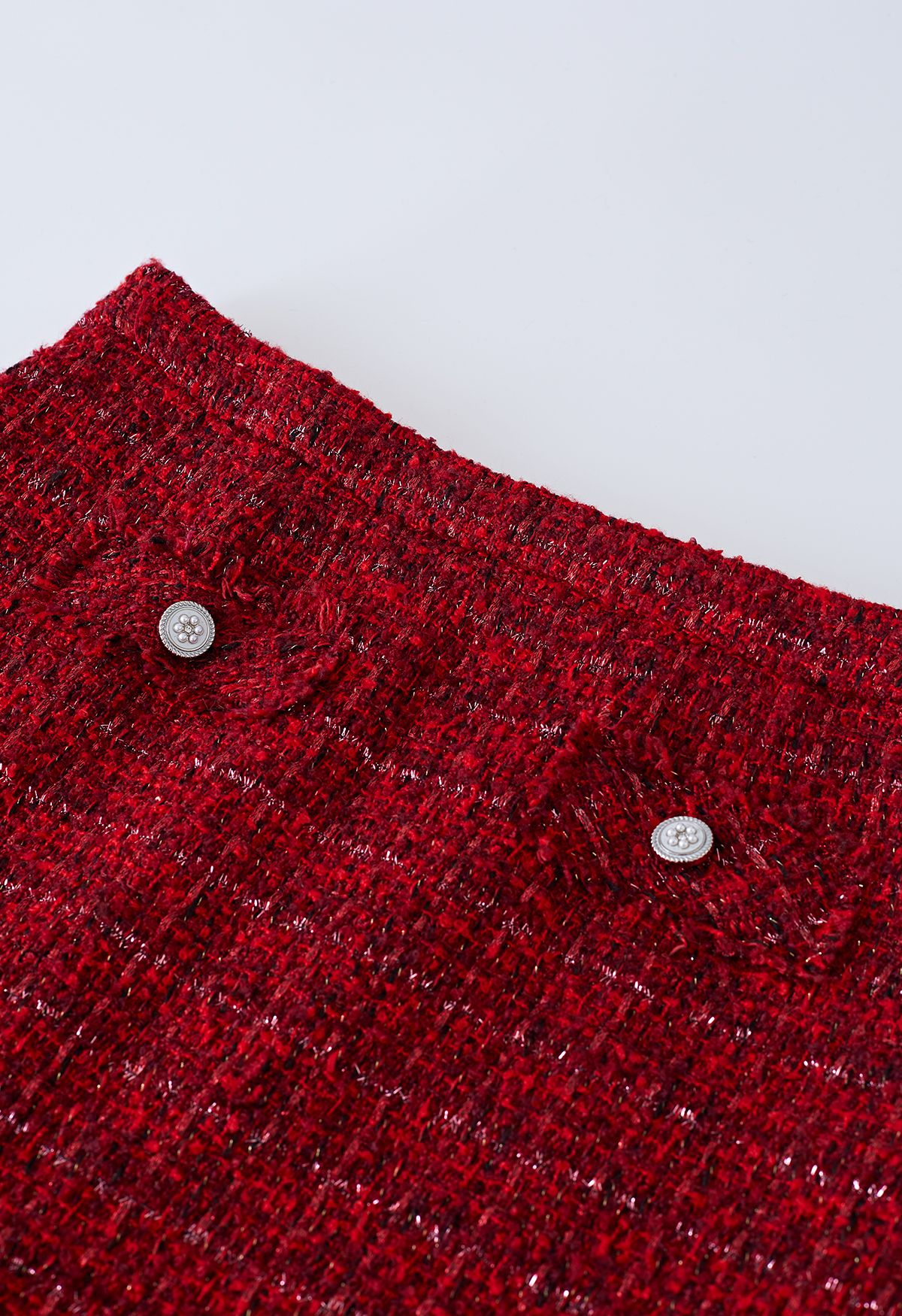 Jupe Mini Bud en tweed quadrillé en rouge