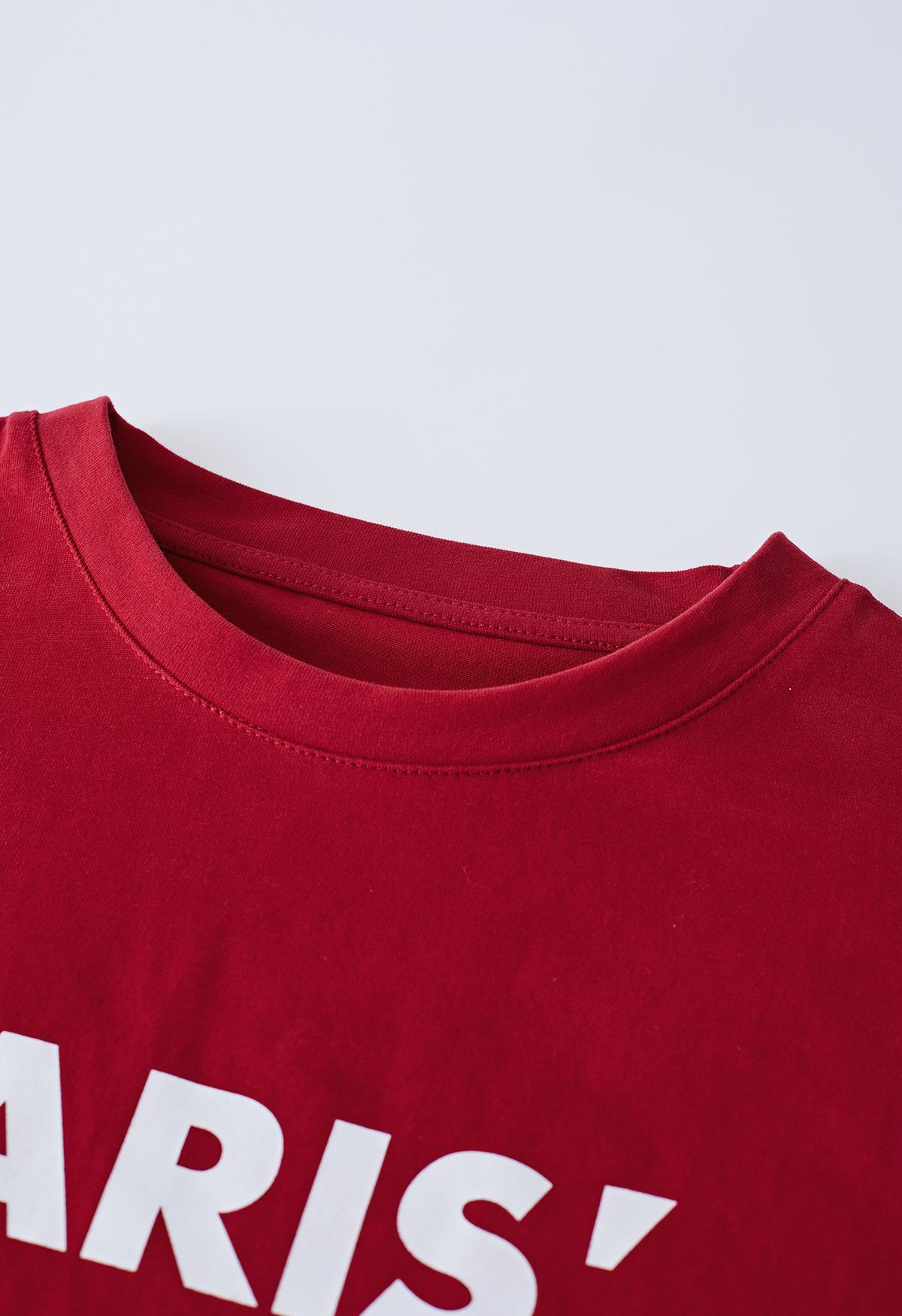 T-shirt col rond imprimé Paris en rouge