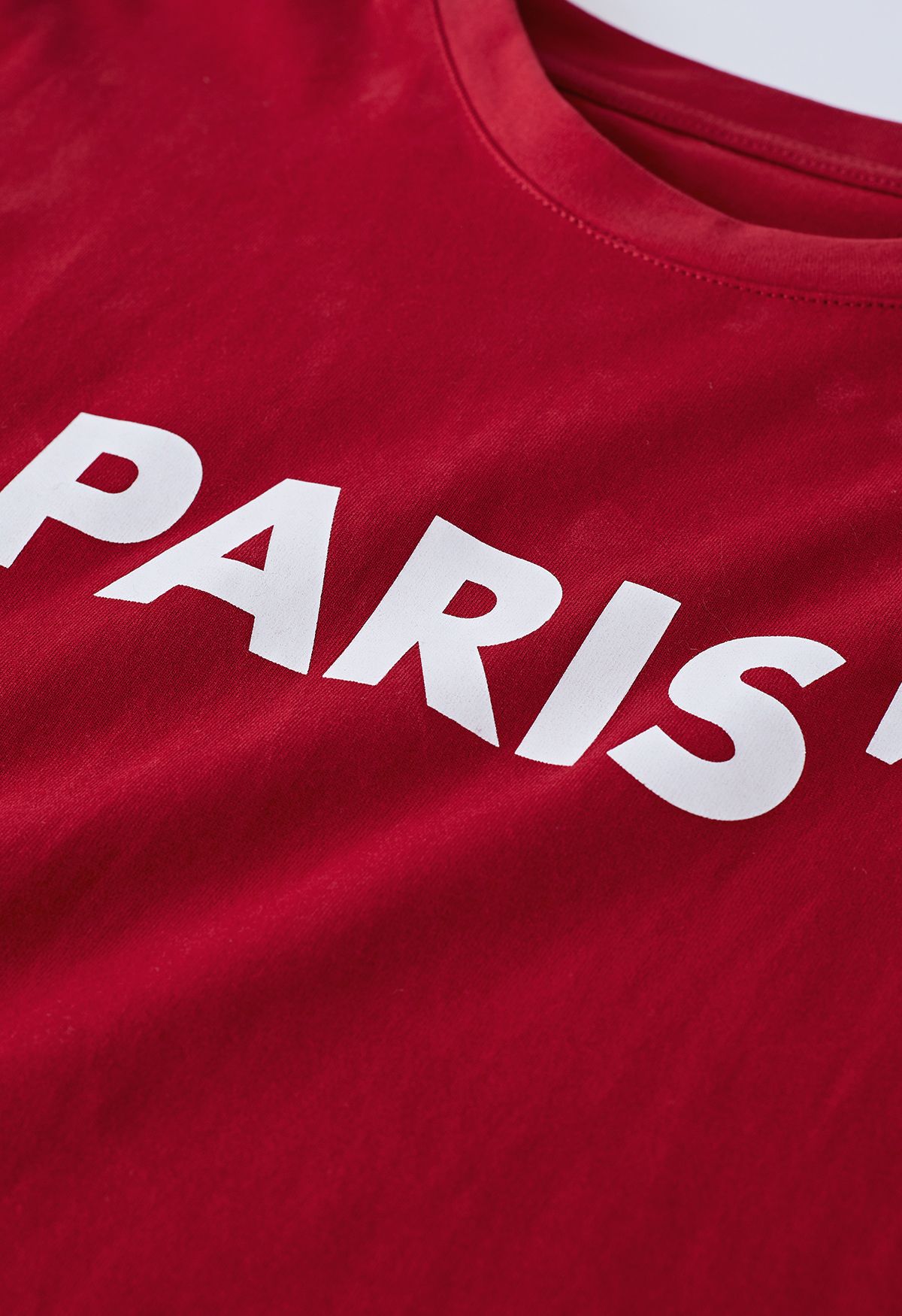 T-shirt col rond imprimé Paris en rouge