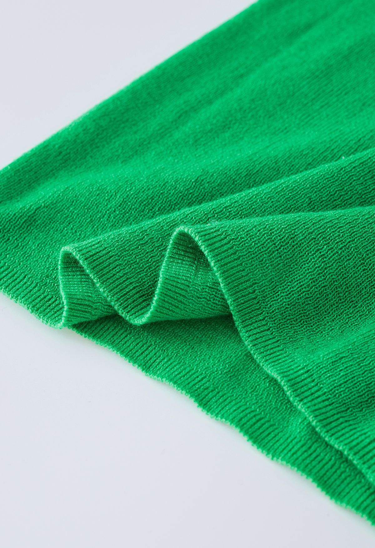 Haut en tricot à épaules dénudées et replié en vert