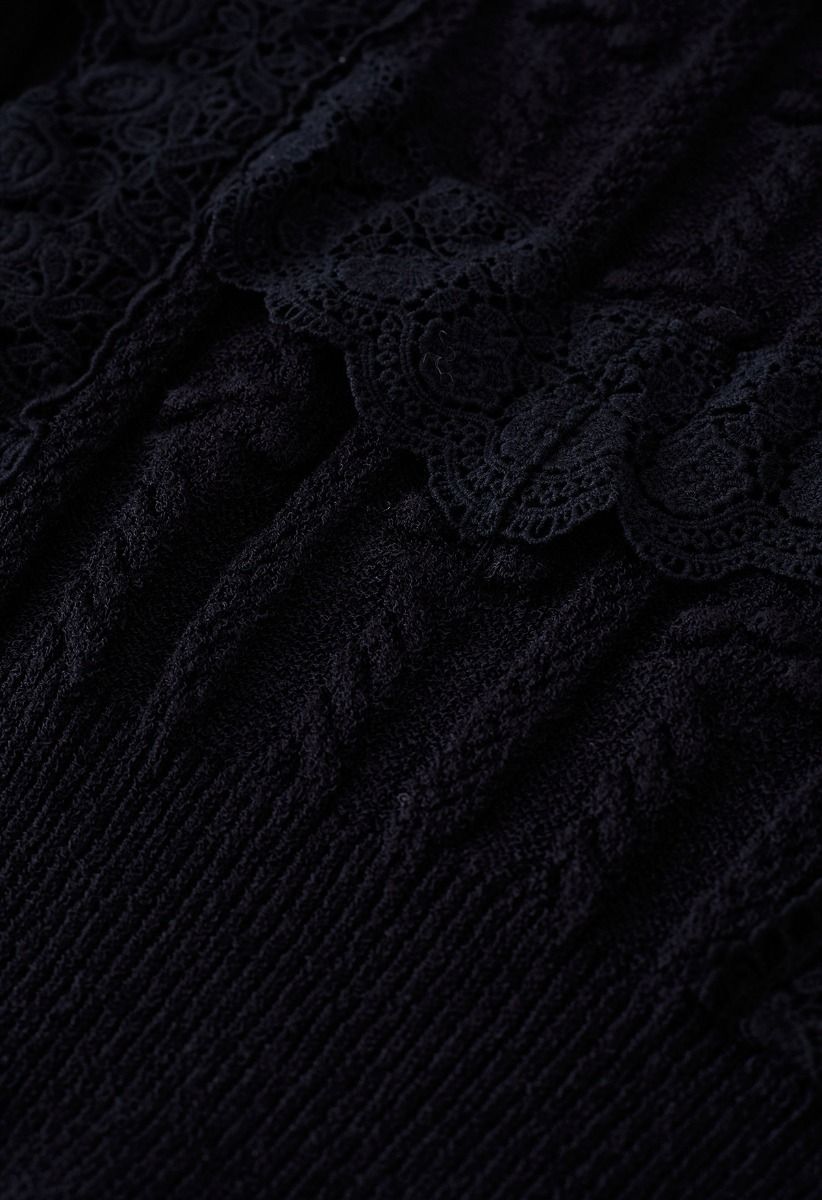 Haut Glamorous Mesh Spliced Knit en Noir