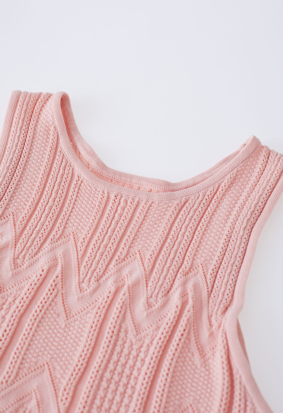 Robe sans manches en tricot à texture épissée en rose