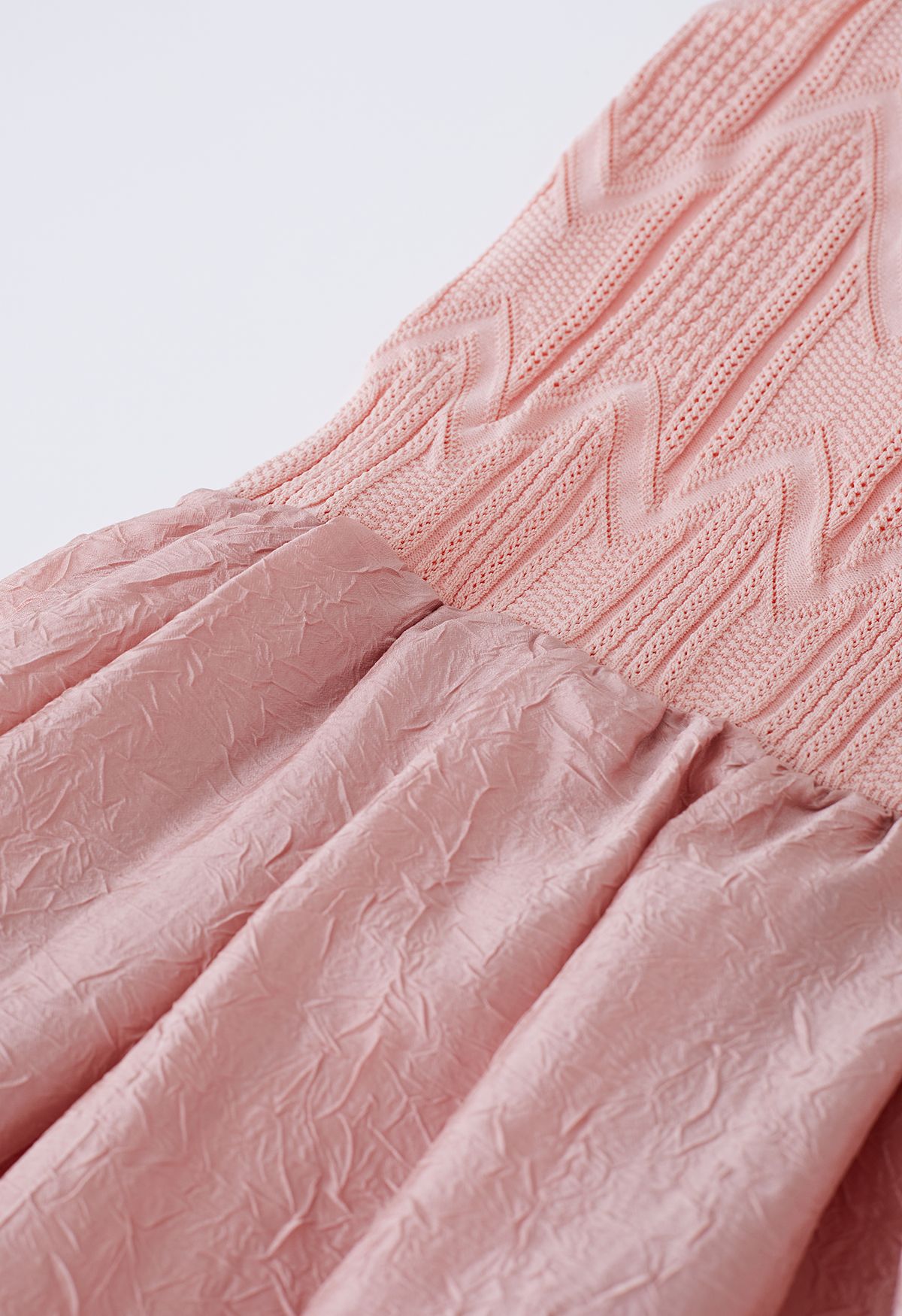 Robe sans manches en tricot à texture épissée en rose