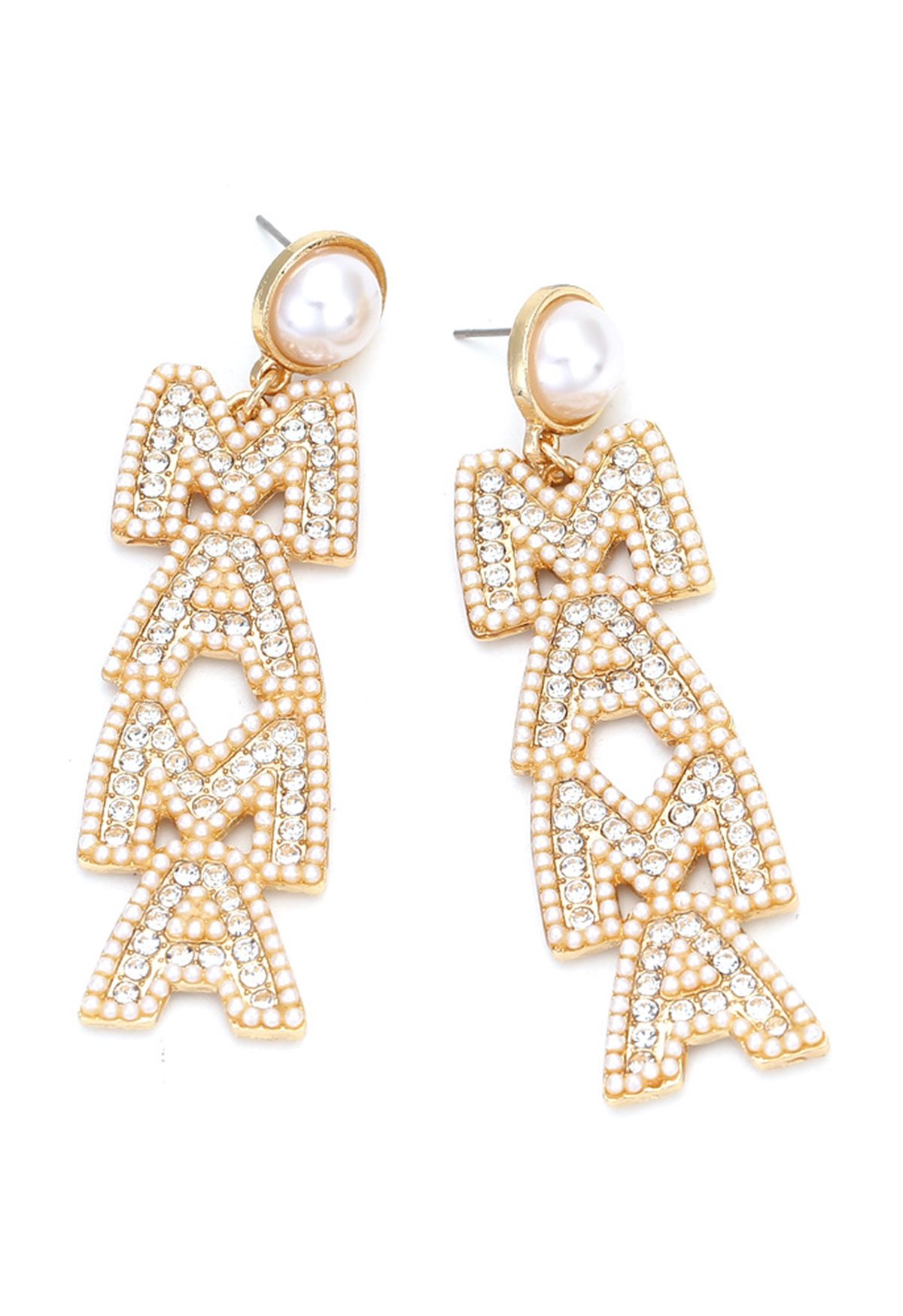 Boucles d'oreilles luxueuses en perles de diamant MAMA