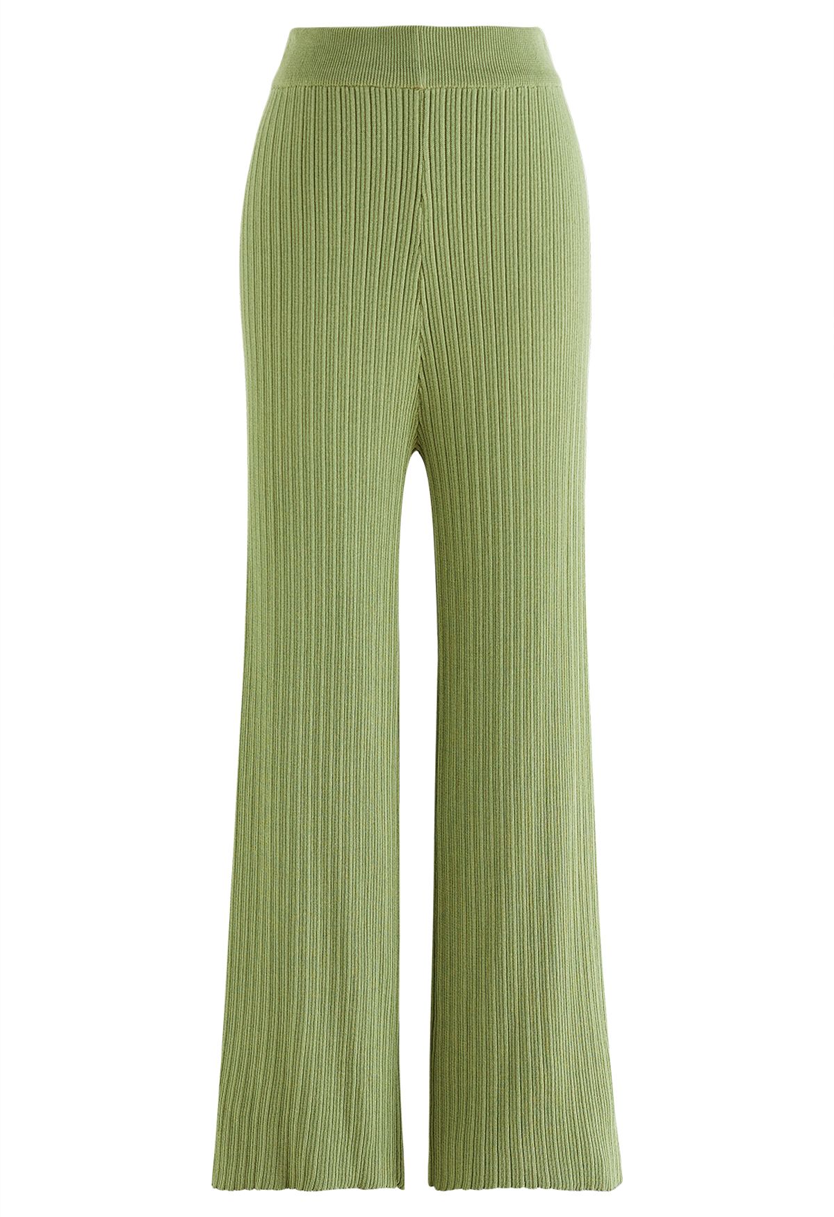 Ensemble haut et pantalon en tricot à manches à cordon de serrage en vert