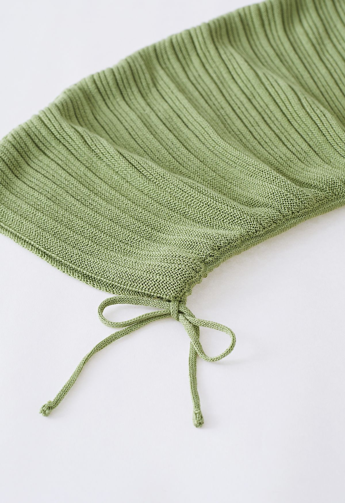 Ensemble haut et pantalon en tricot à manches à cordon de serrage en vert