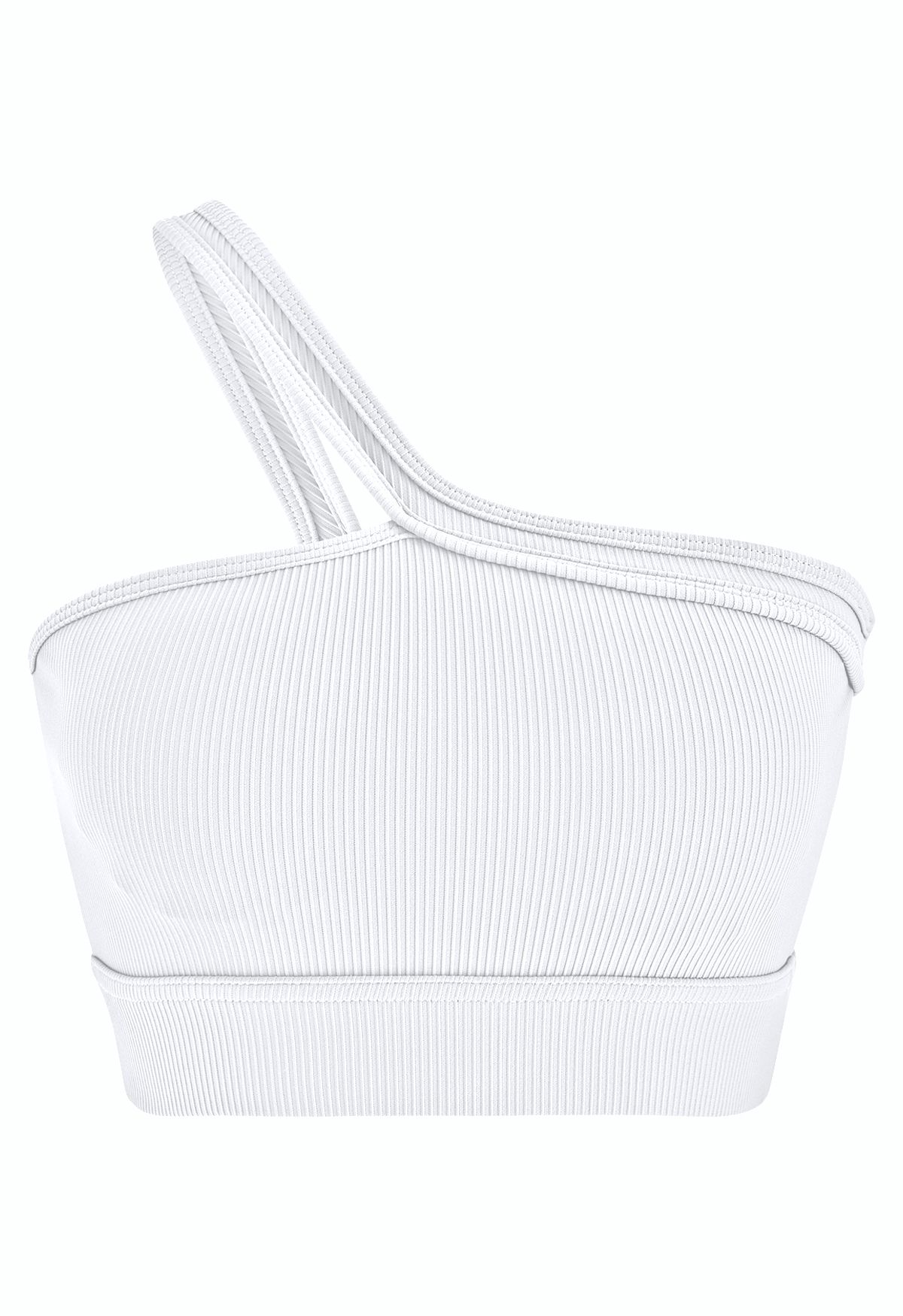 Soutien-Gorge de Sport Côtelé à Col Halter Incliné en Blanc