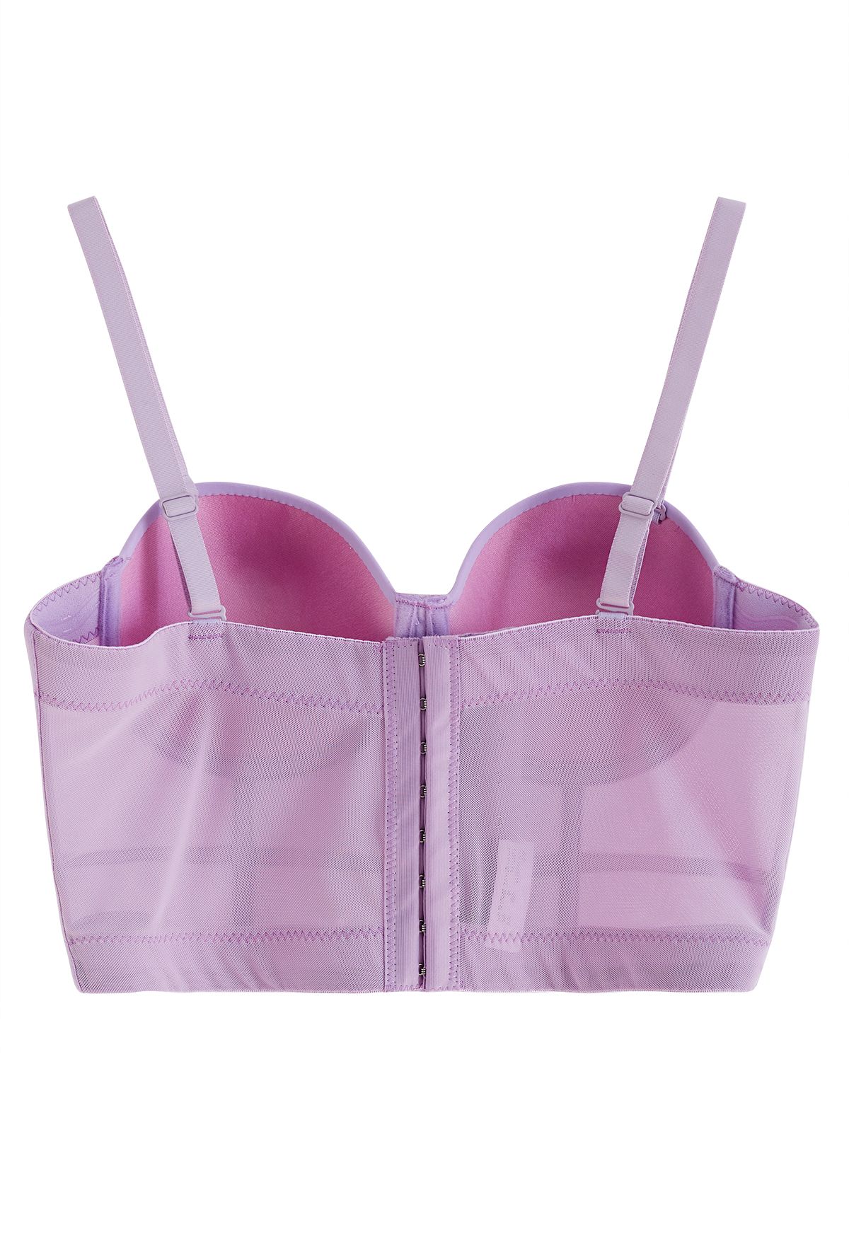 Crop top bustier à armatures de couleur unie en lilas