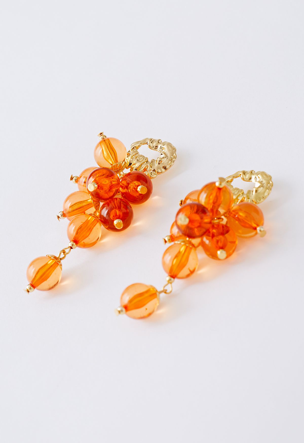 Boucles d'Oreilles Pendantes Raisin Orange Cristal