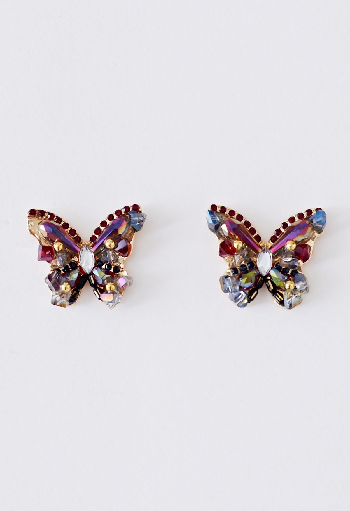 Boucles d'Oreilles Papillon Diamant Cristal Coloré