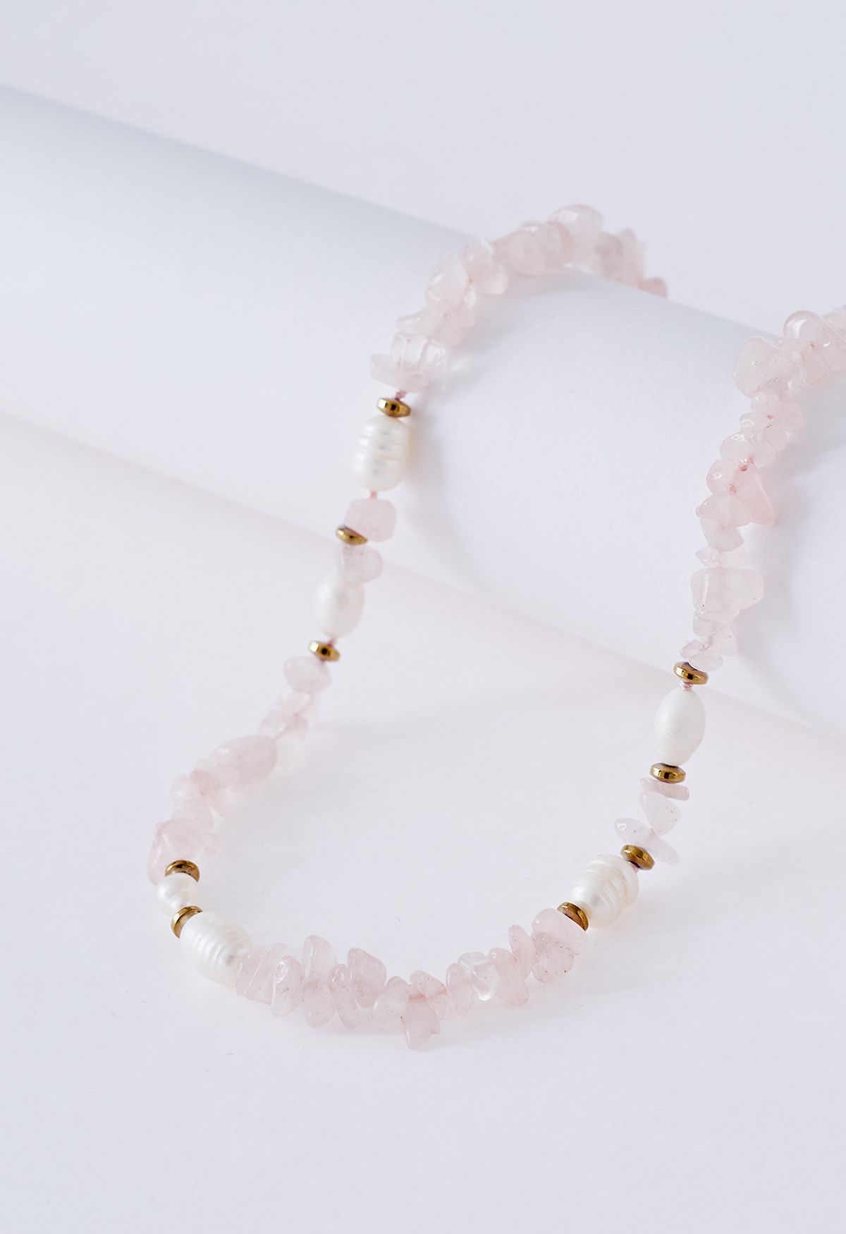 Collier de perles épissés en cristal rose brillant