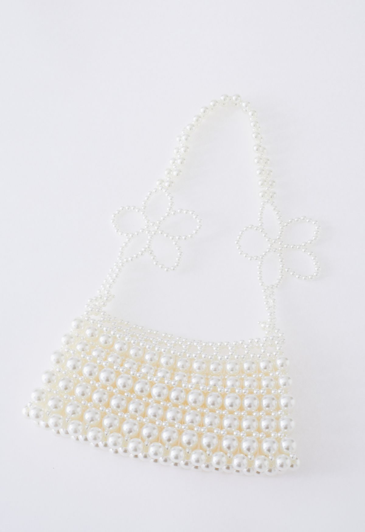 Mini-sac tressé à chaîne florale entièrement perlé