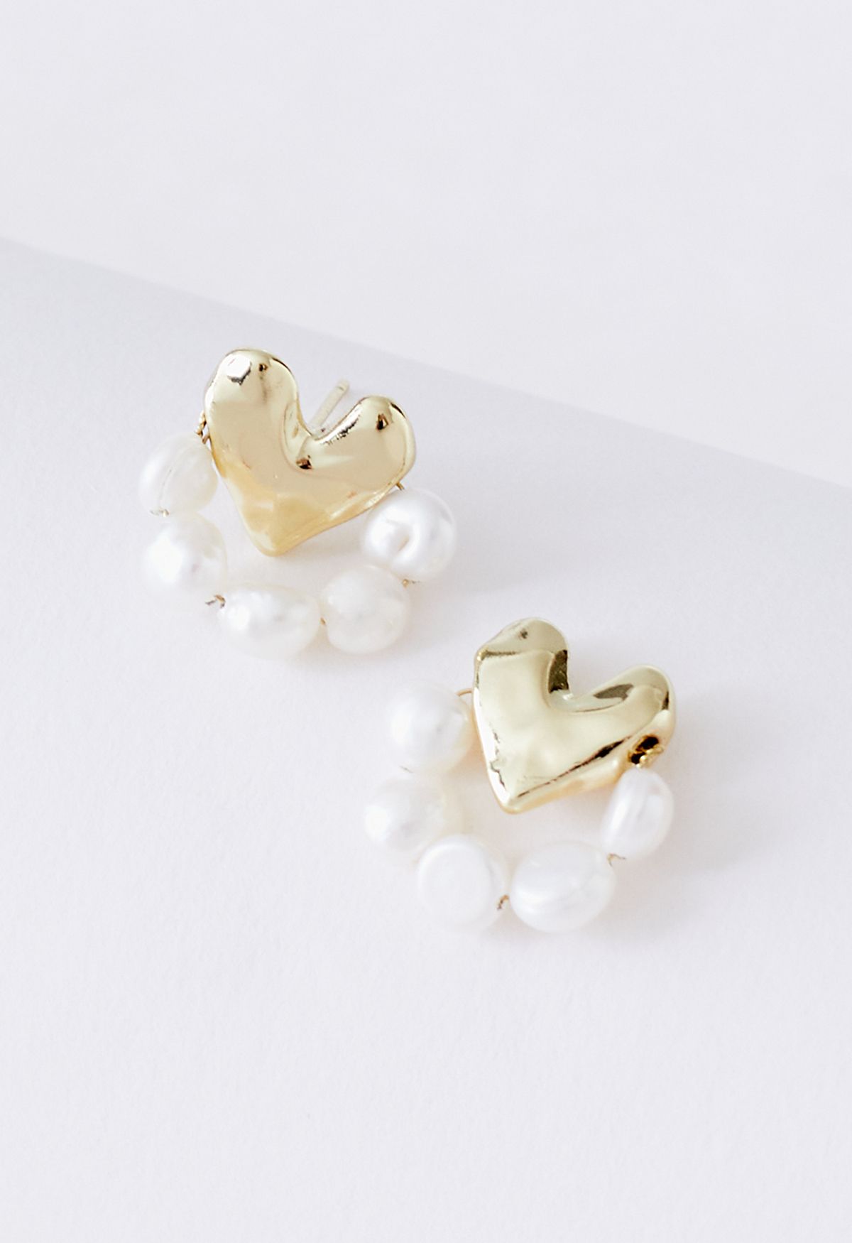 Boucles d'Oreilles Garniture Perle Coeur Doré