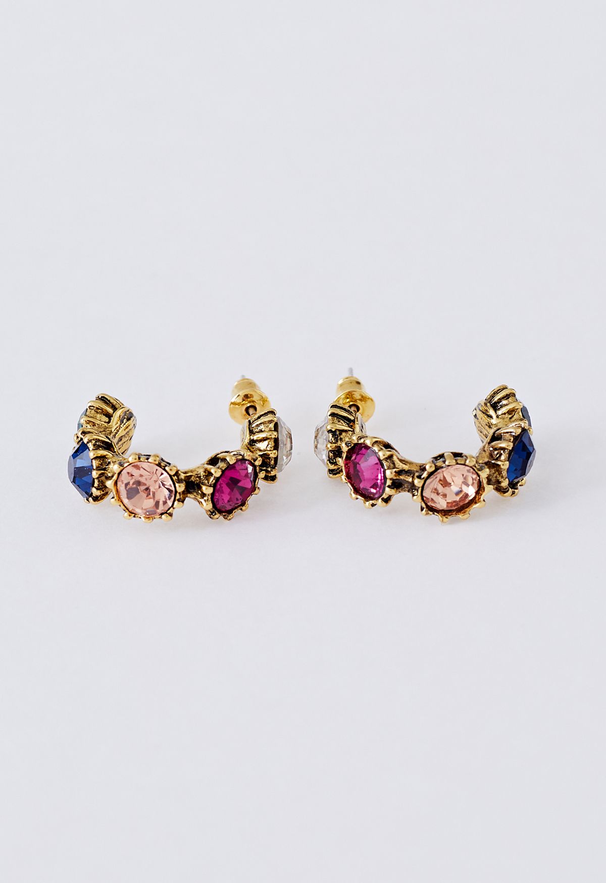 Boucles d'oreilles vintage multicolores avec pierres précieuses