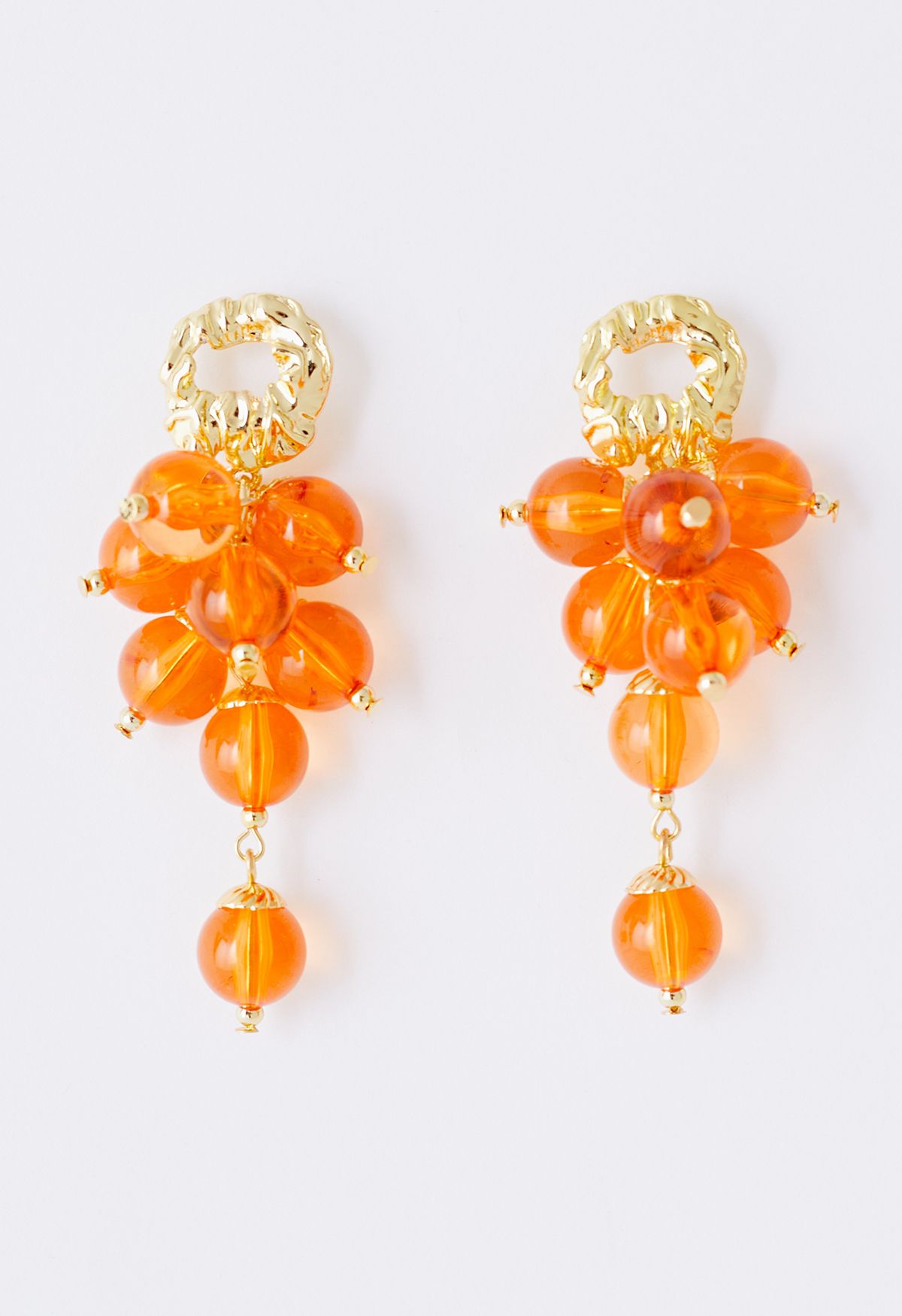 Boucles d'Oreilles Pendantes Raisin Orange Cristal