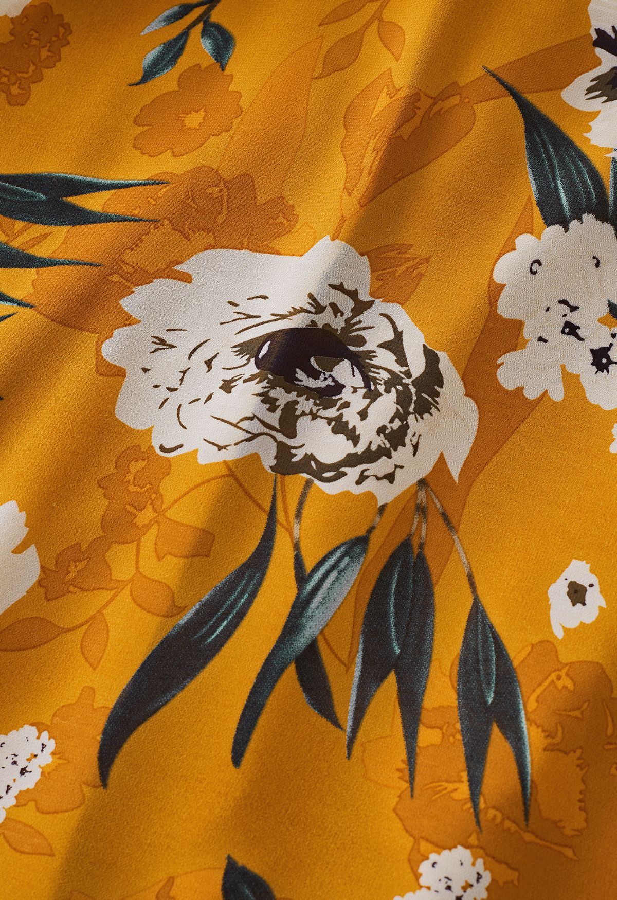 Robe longue en mousseline de soie Vernal Blossom avec écharpe en orange