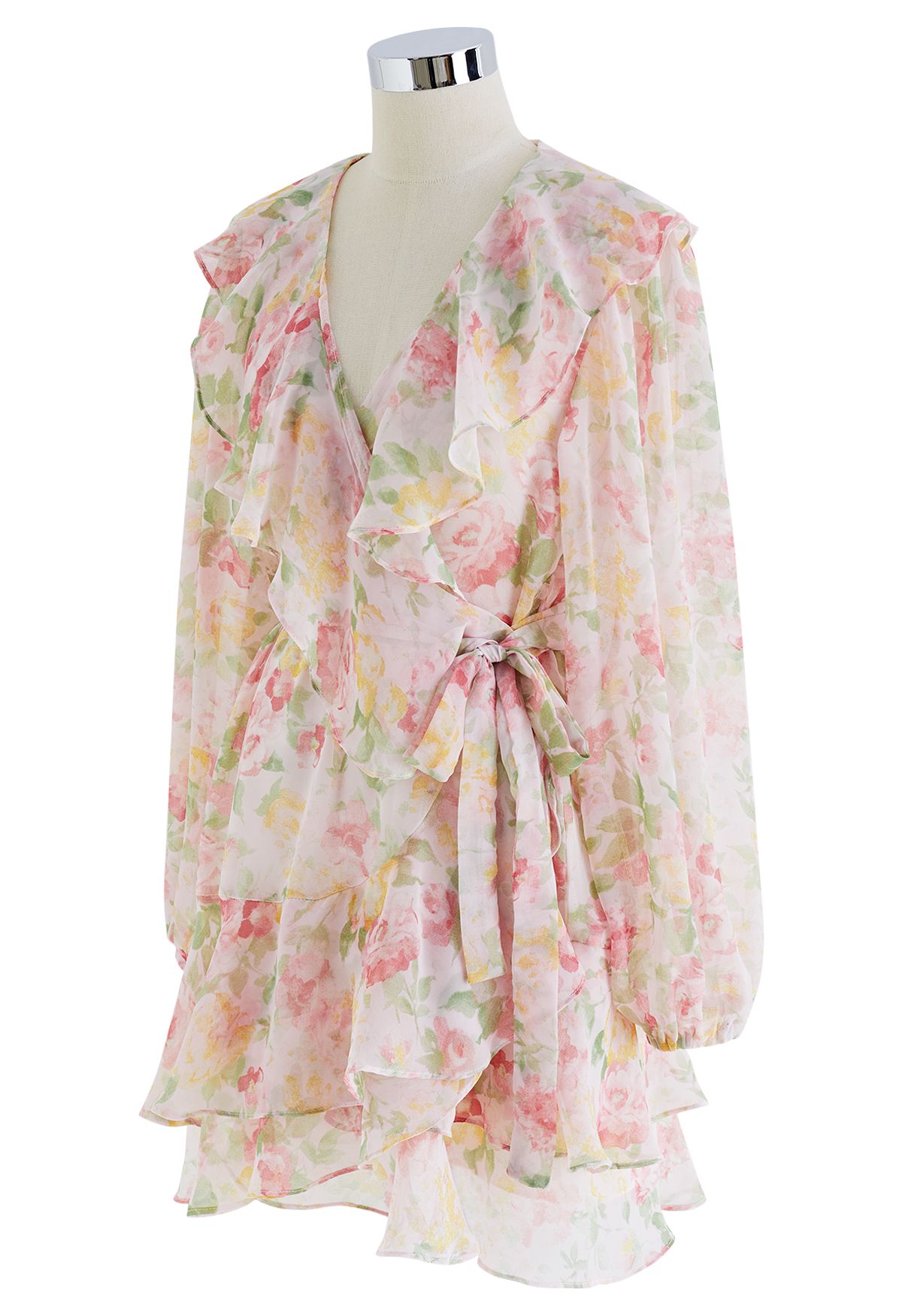 Mini robe cache-cœur à volants Sweet Bloom en rose