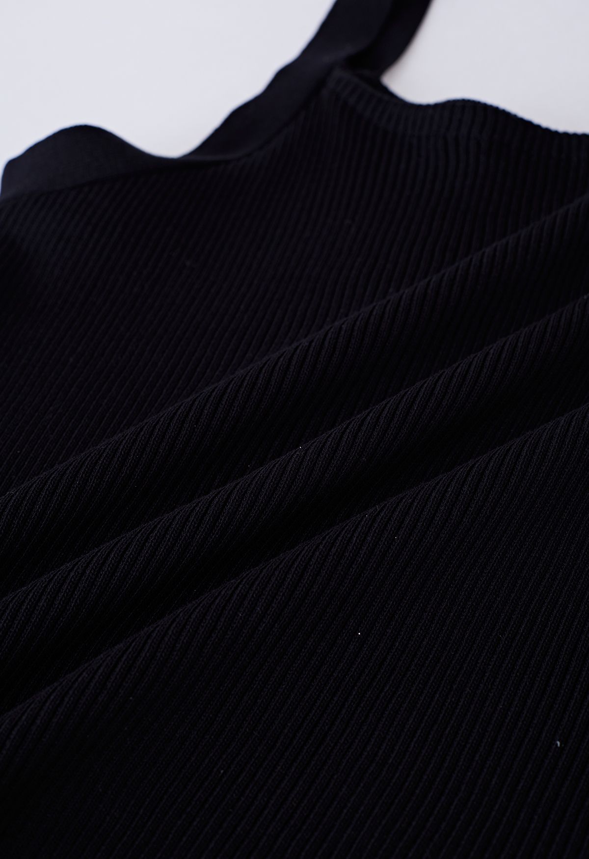 Caraco en tricot côtelé extensible en noir