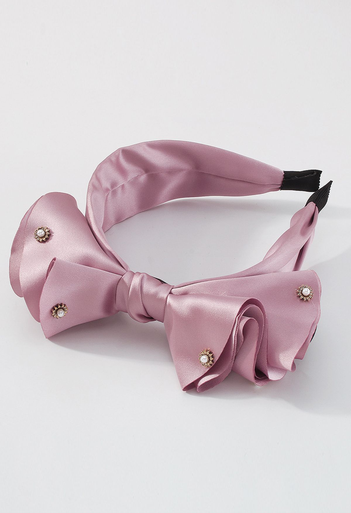 Bandeau Fancy Bowknot Pearl Satin en Lilas