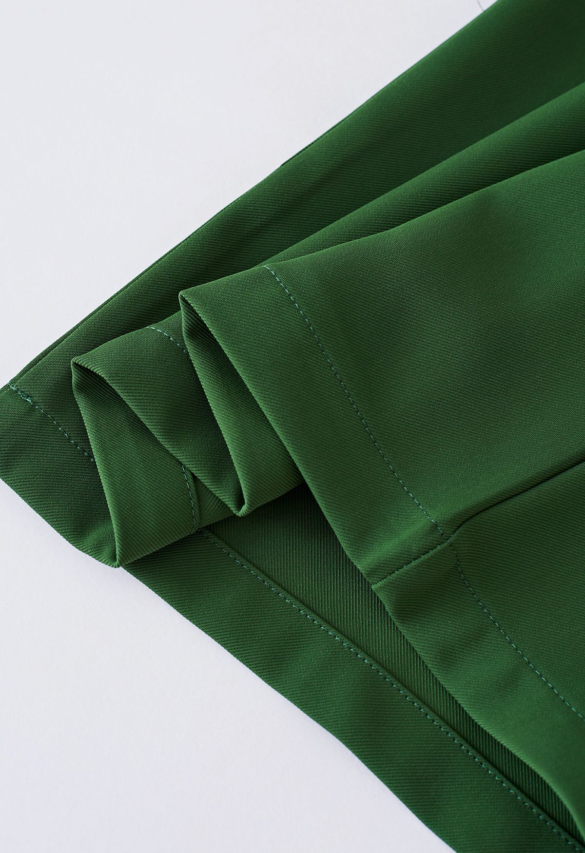 Pantalon large taille haute Bowknot en vert foncé