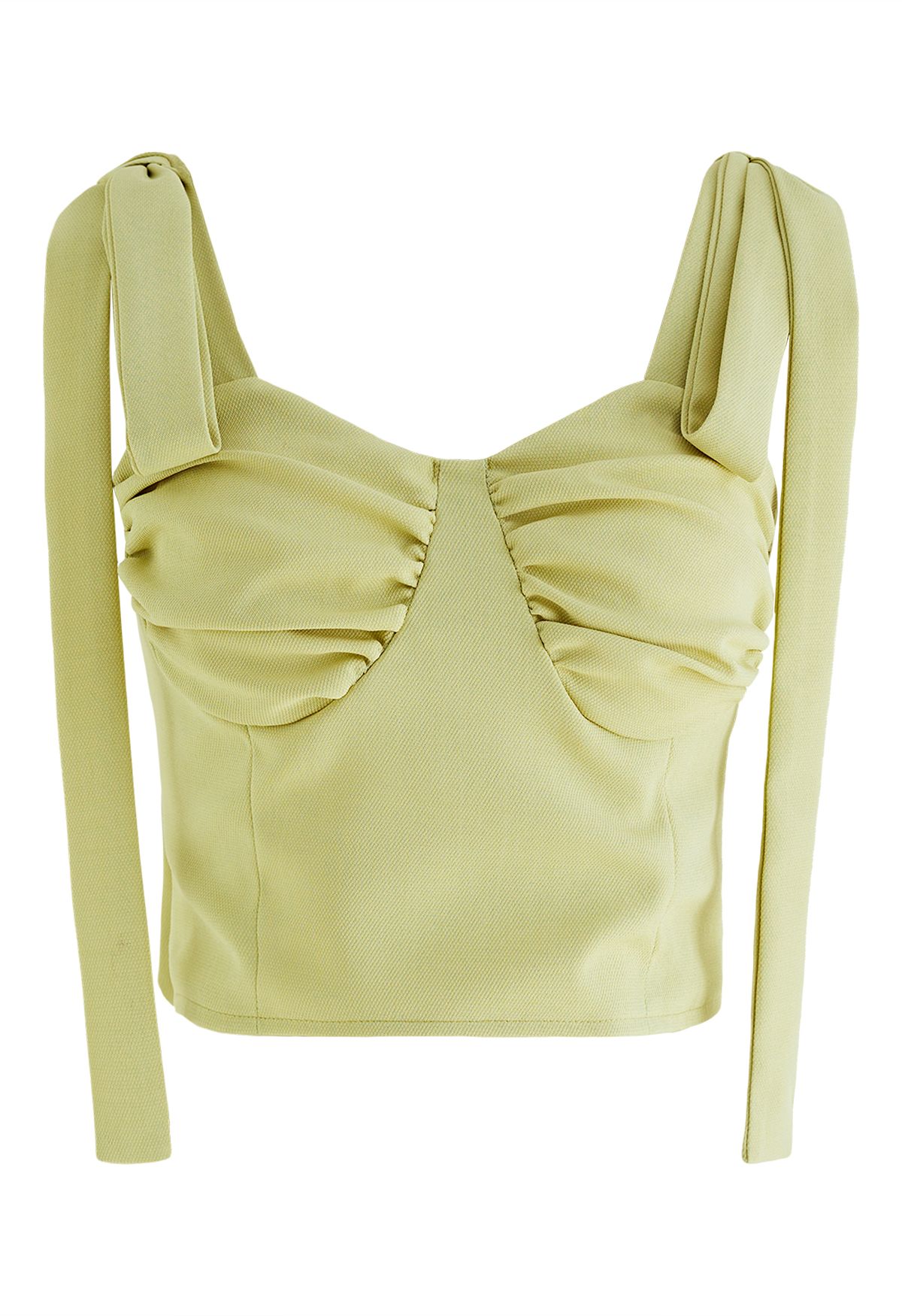 Crop top bustier à bretelles nouées en citron vert