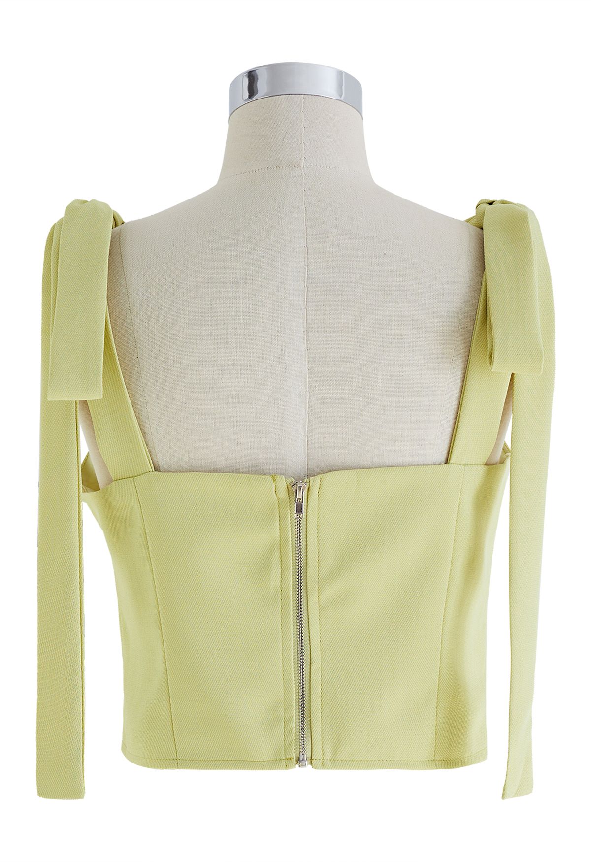 Crop top bustier à bretelles nouées en citron vert