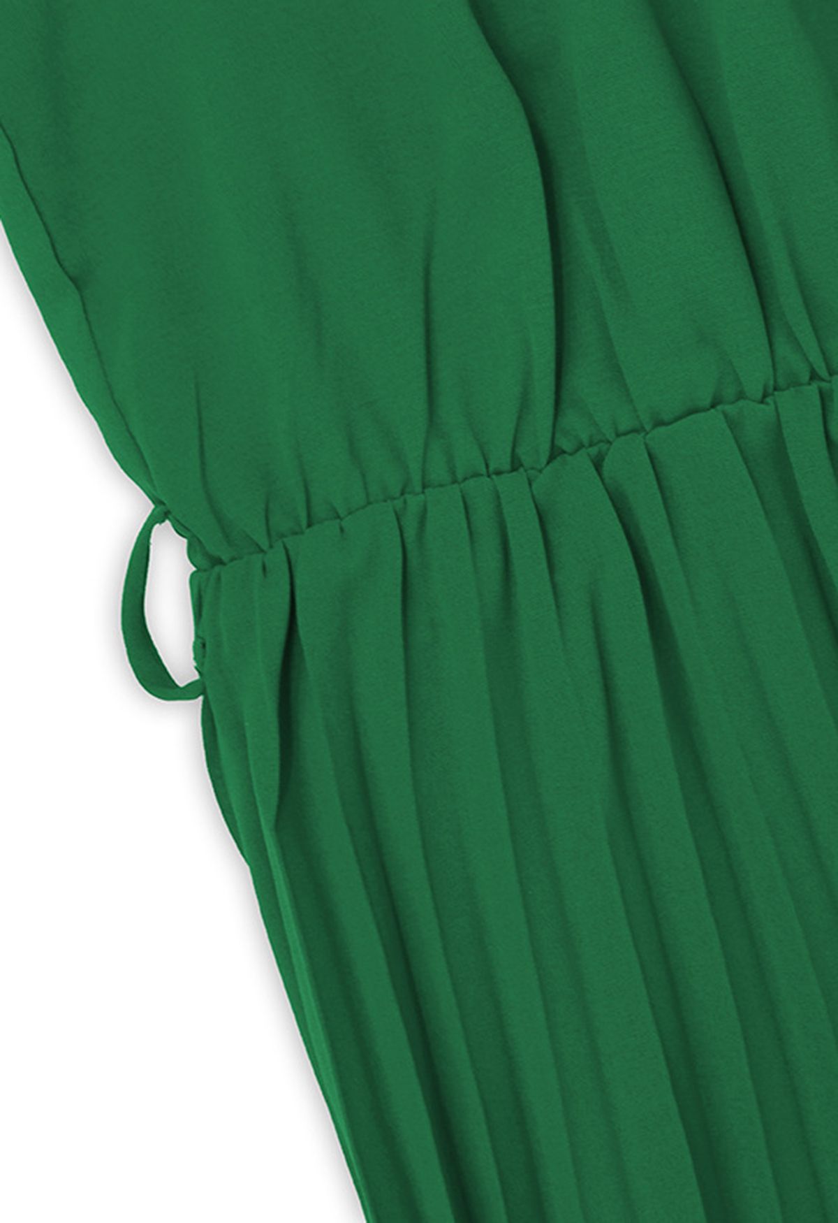 Robe plissée à taille nouée à encolure licou en vert