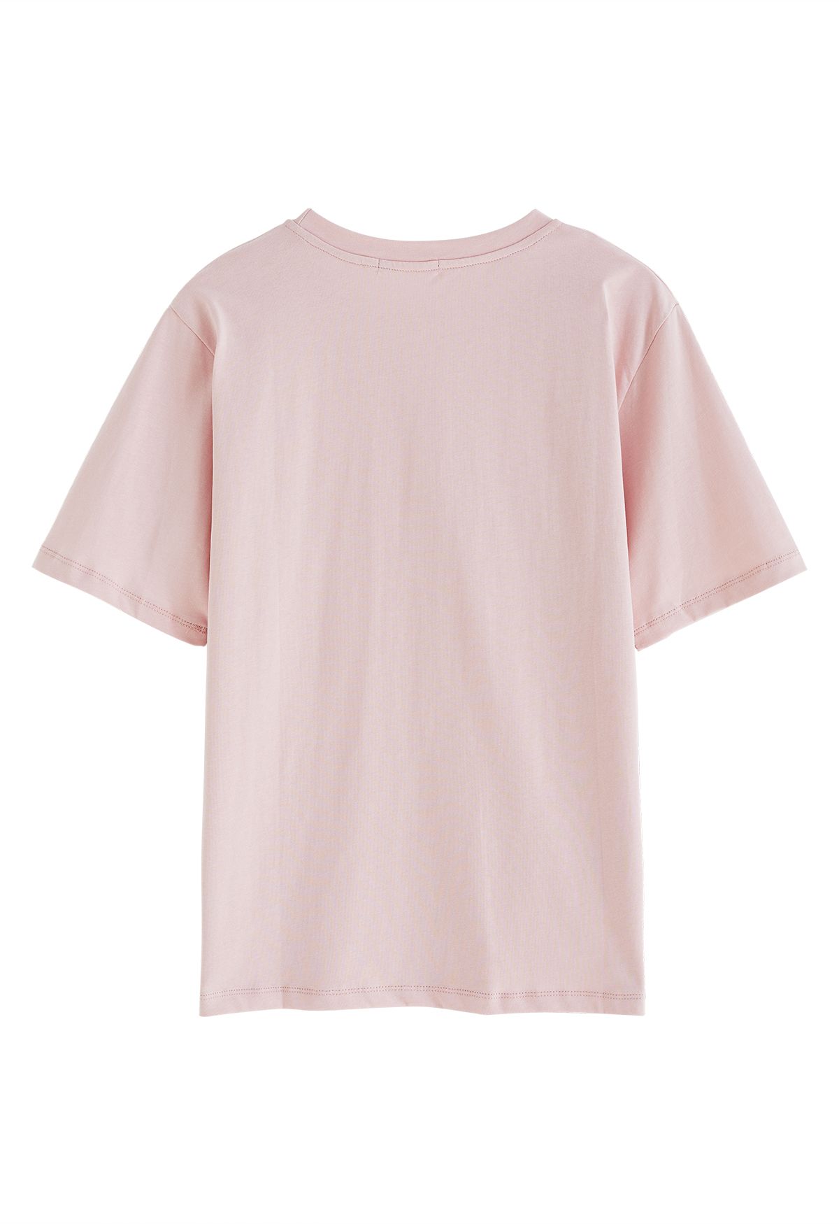 T-shirt ras du cou avec lettre en velours rose