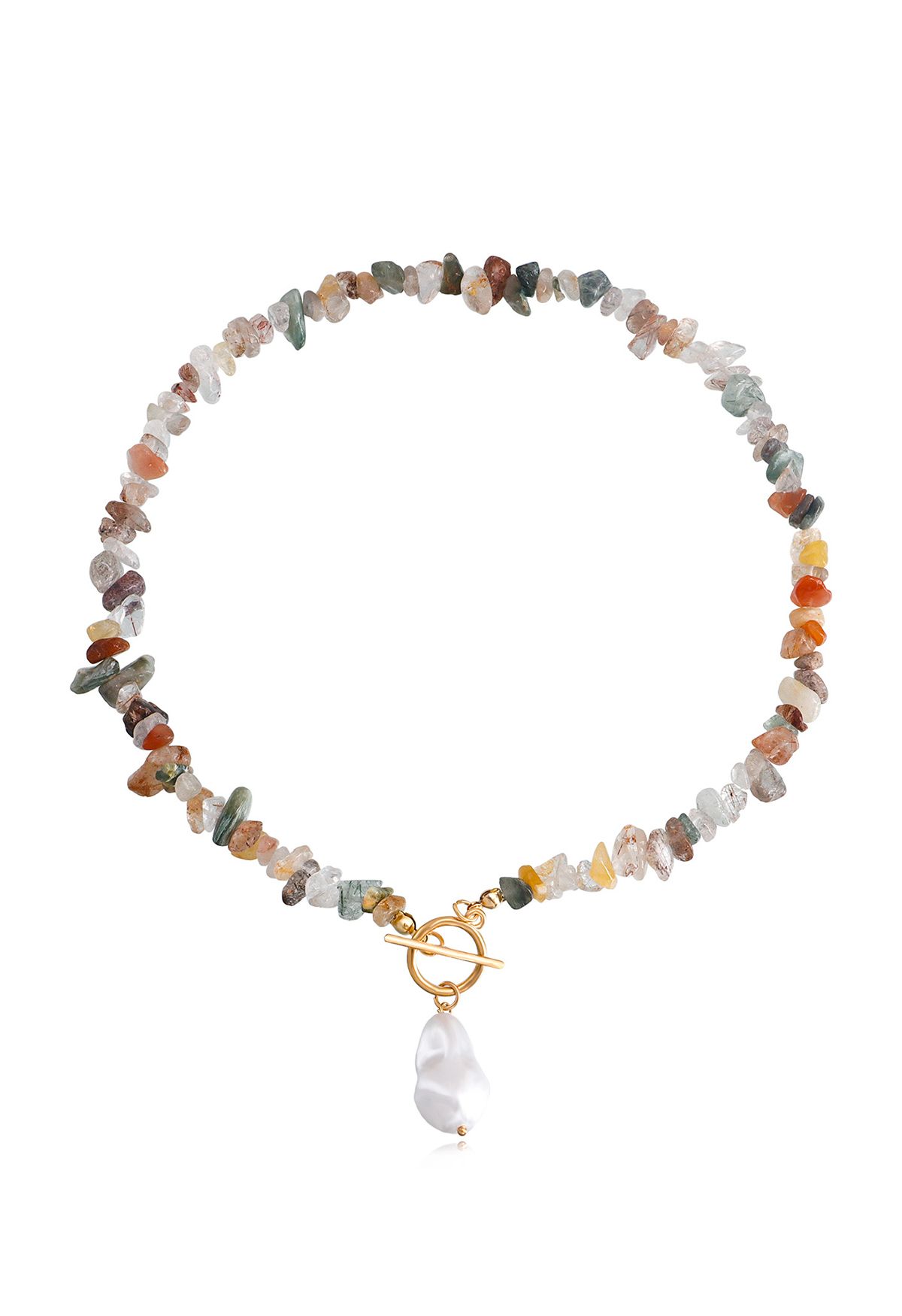 Collier de perles multicolores en pierre naturelle