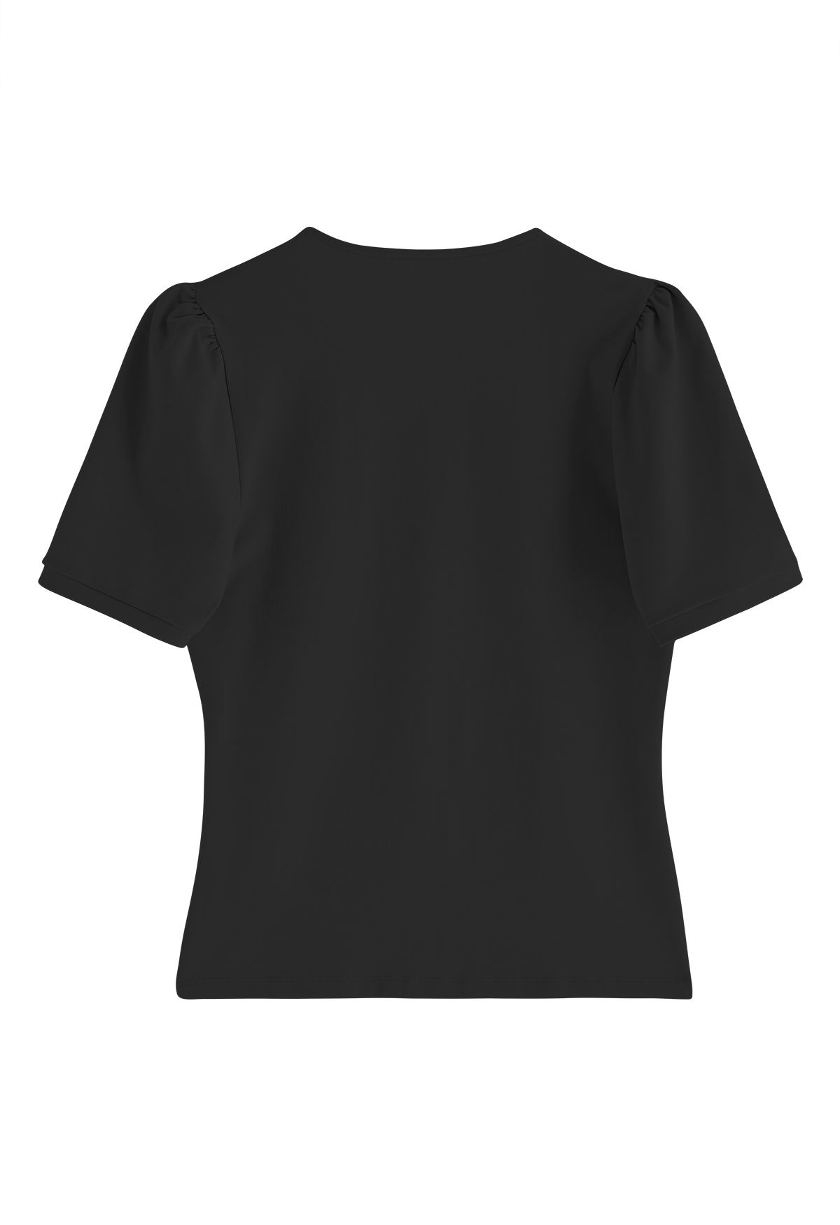 T-shirt à encolure carrée et épaules bouffantes en noir